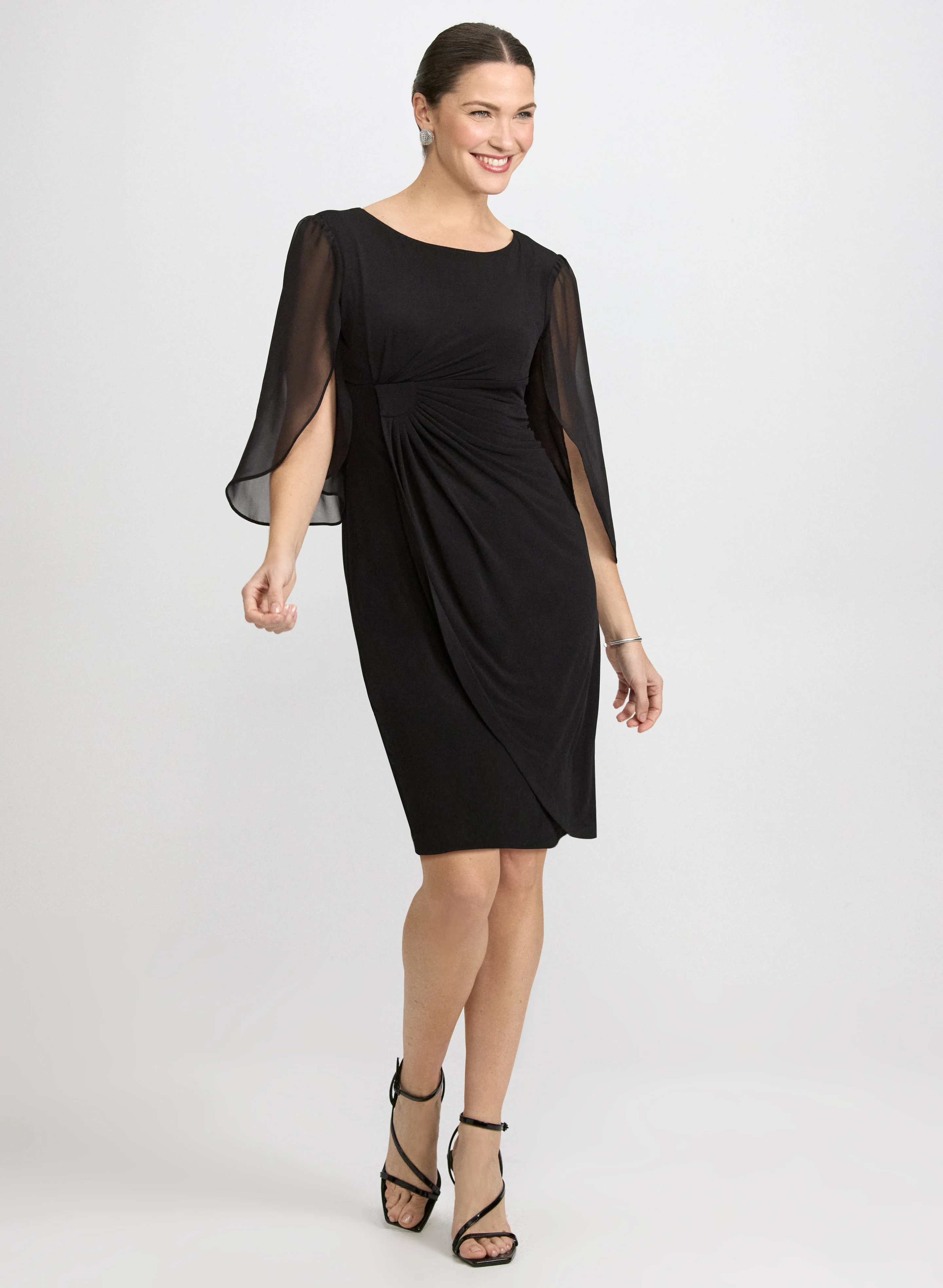 Chiffon Cape Sleeve Dress
