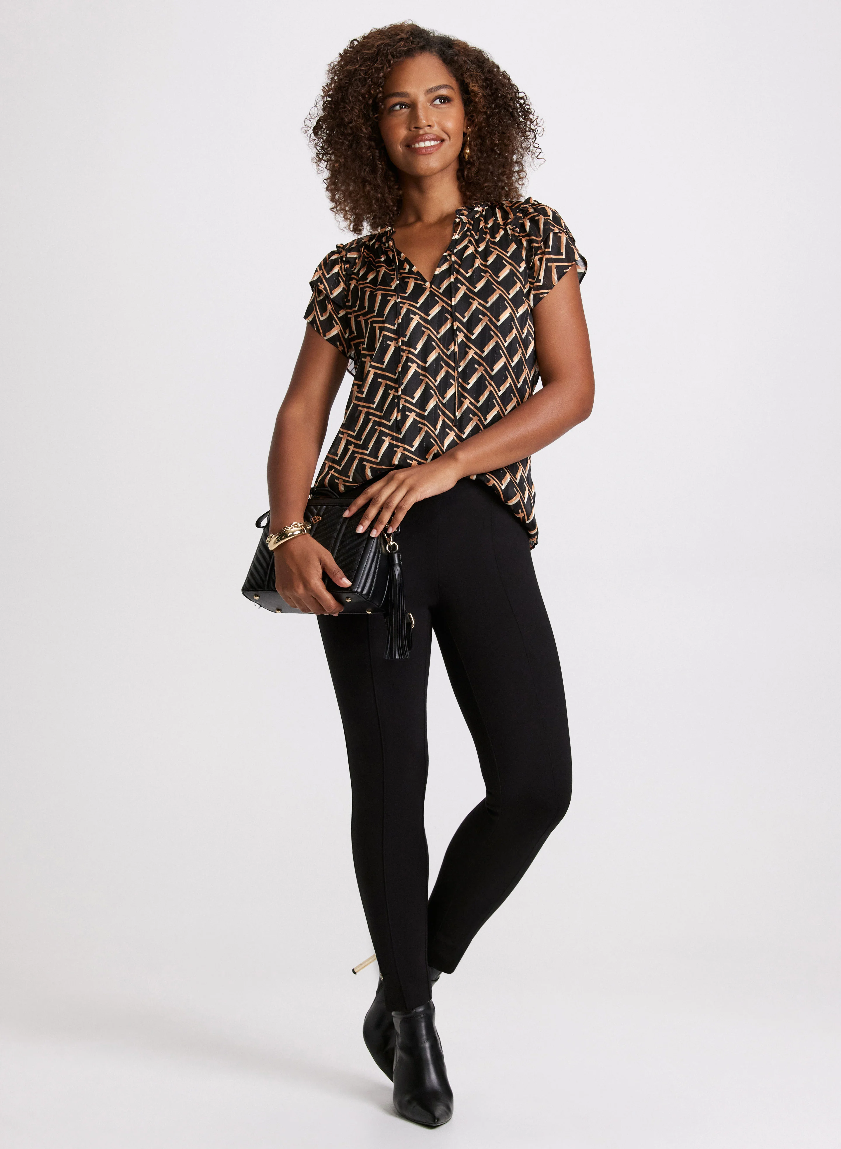 Chloe Enamel Button Hem Leggings - Regular - Image 3