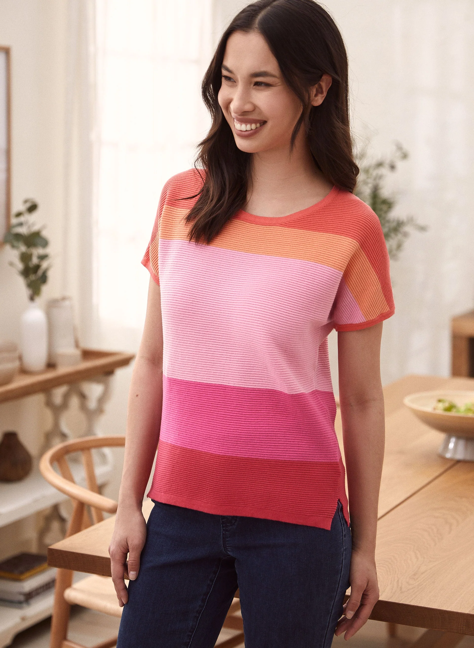 Colour Block Short Sleeve Sweater