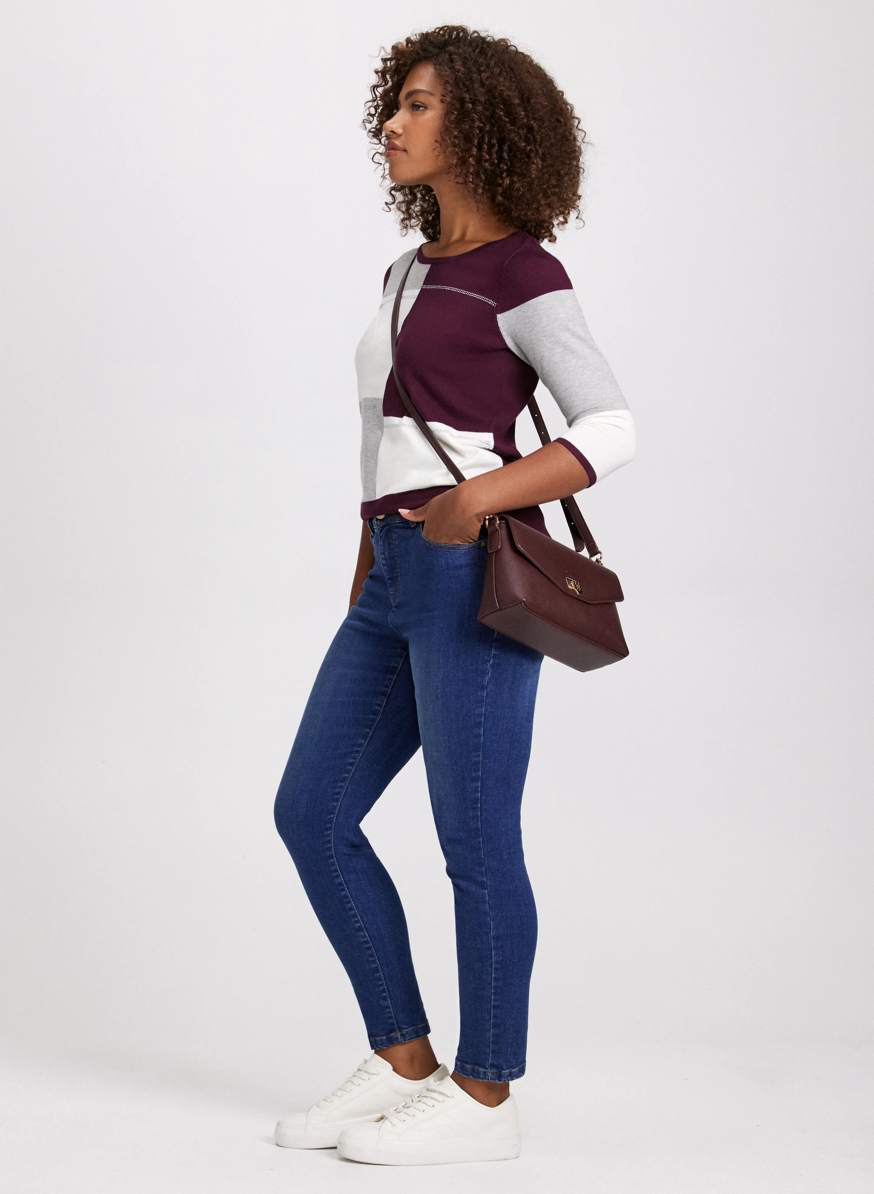 Colour Block Sweater & Slim Leg Jeans