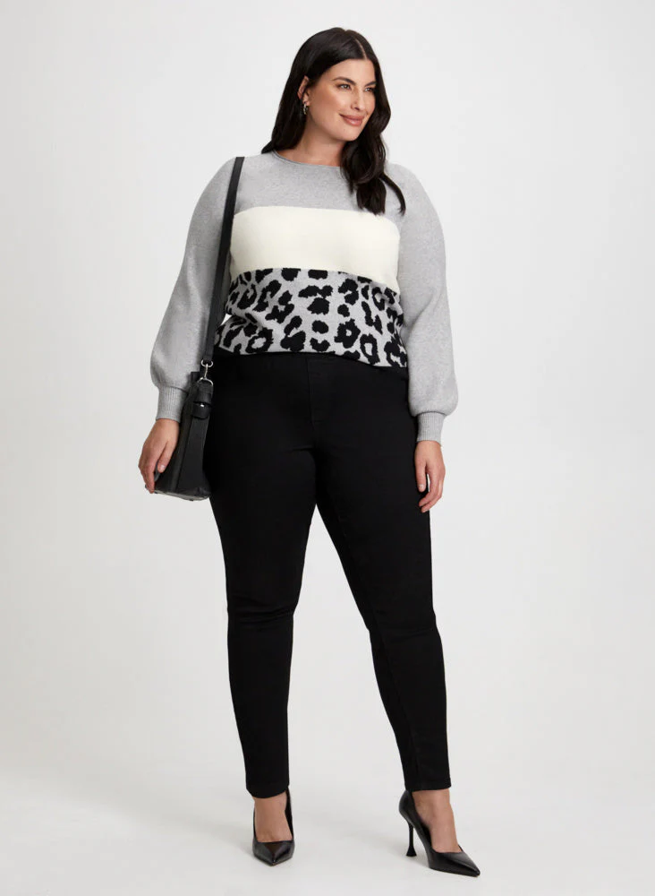 Colour Block Sweater & Slim Leg Jeans
