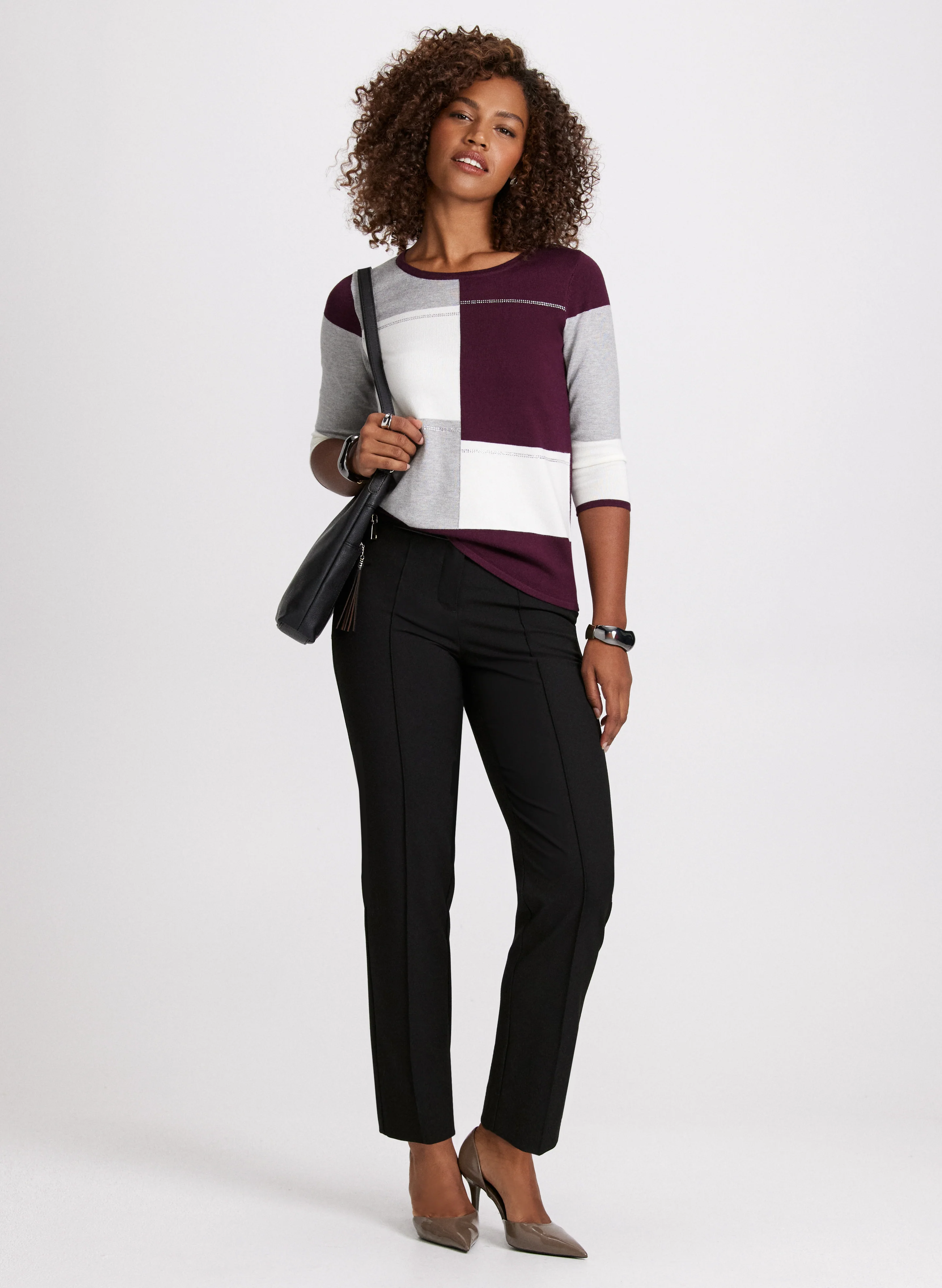 Colour Block Sweater & Straight Leg Pants