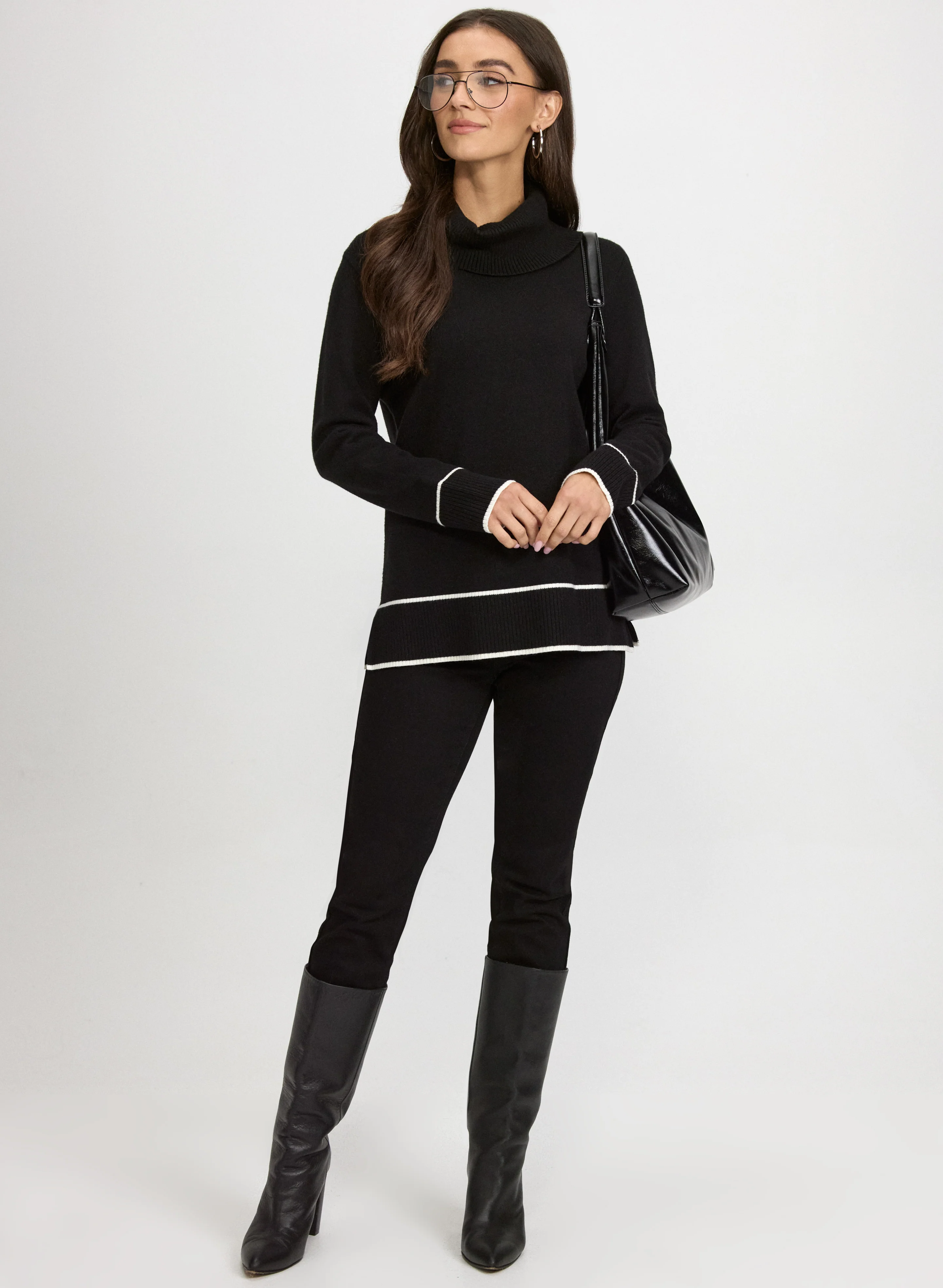 Contrast Cowl Neck Sweater - Image 3