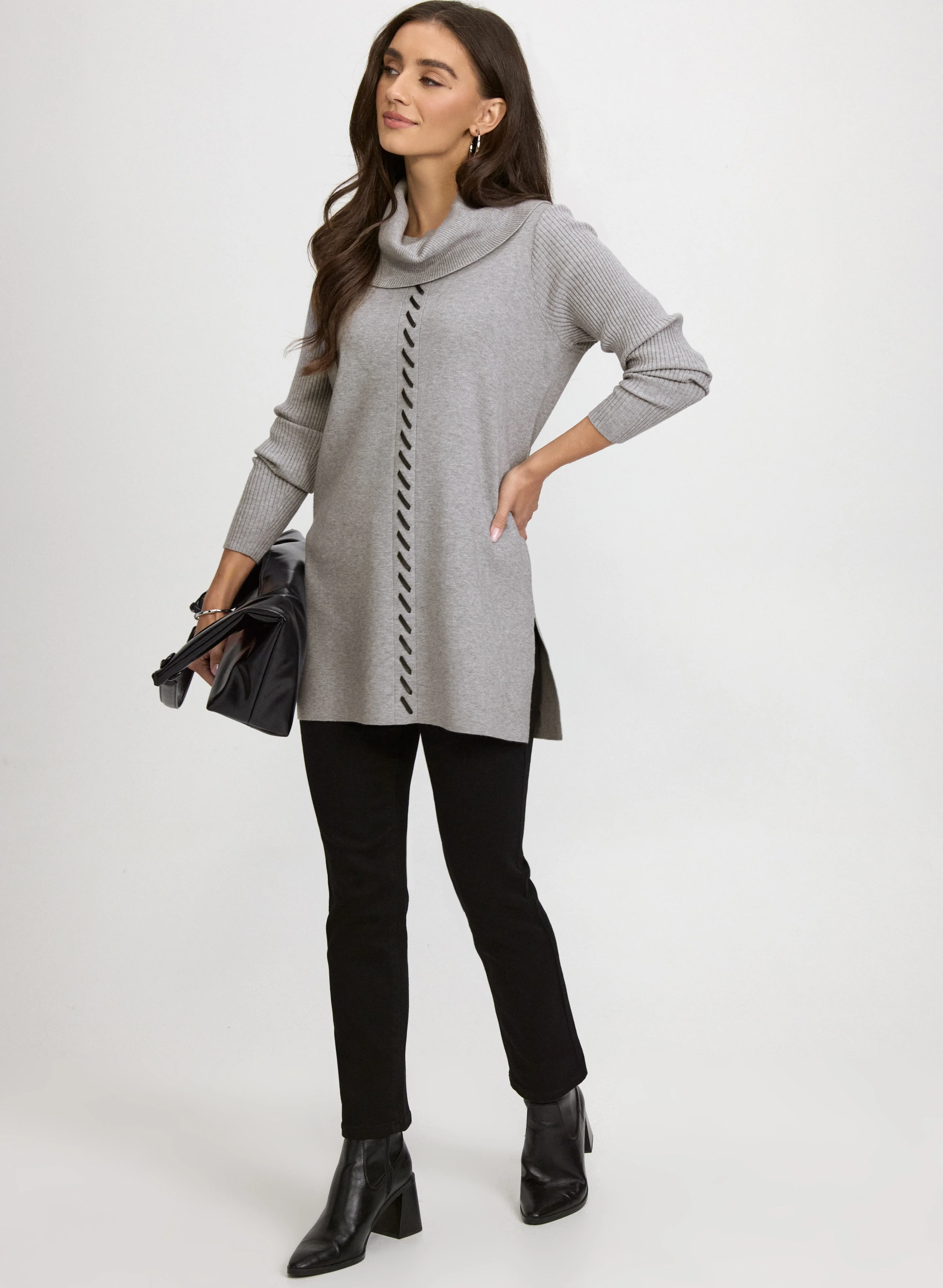 Contrast Cowl Neck Sweater - Image 3