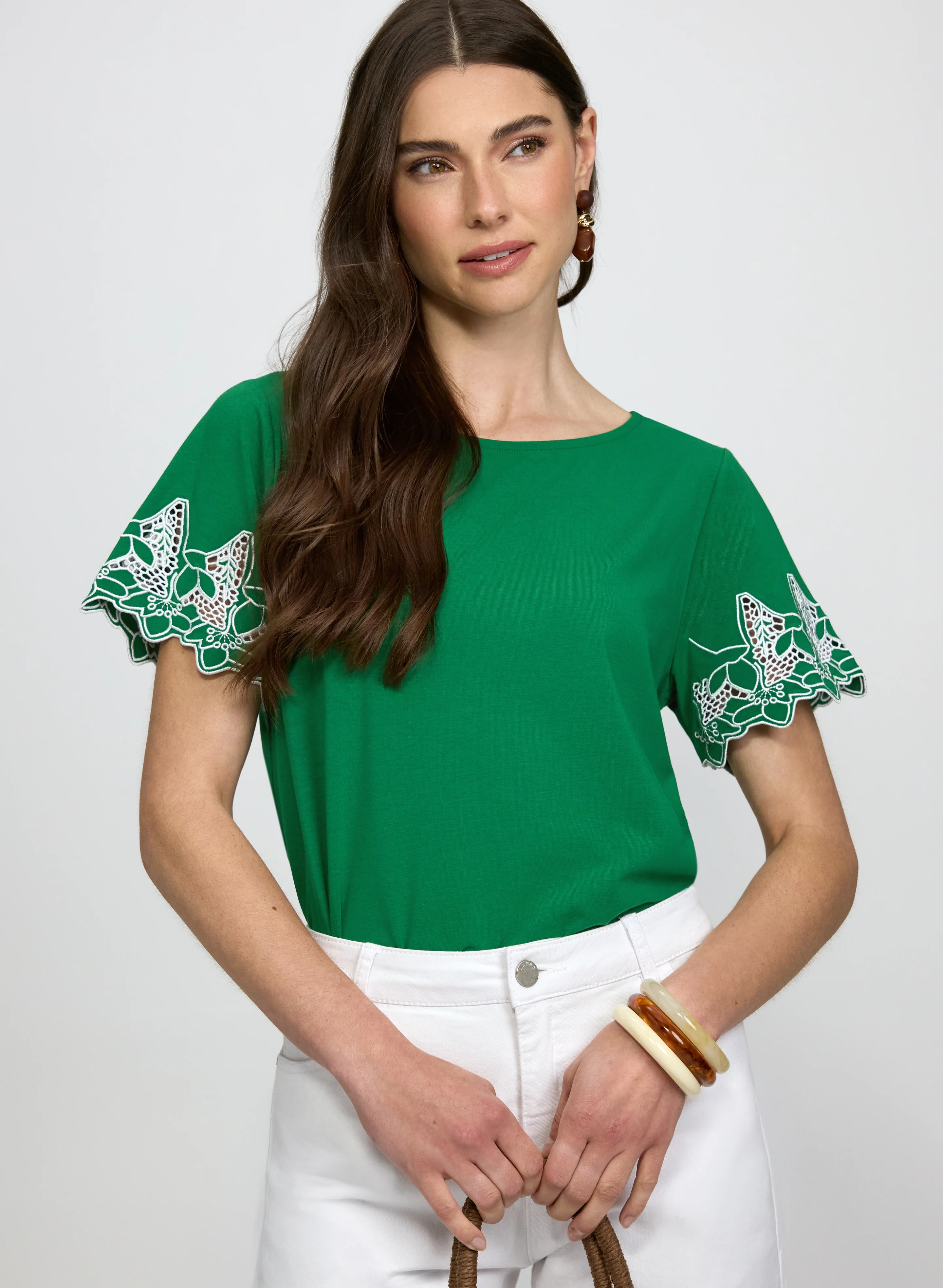 Contrast Embroidered Detail T-Shirt