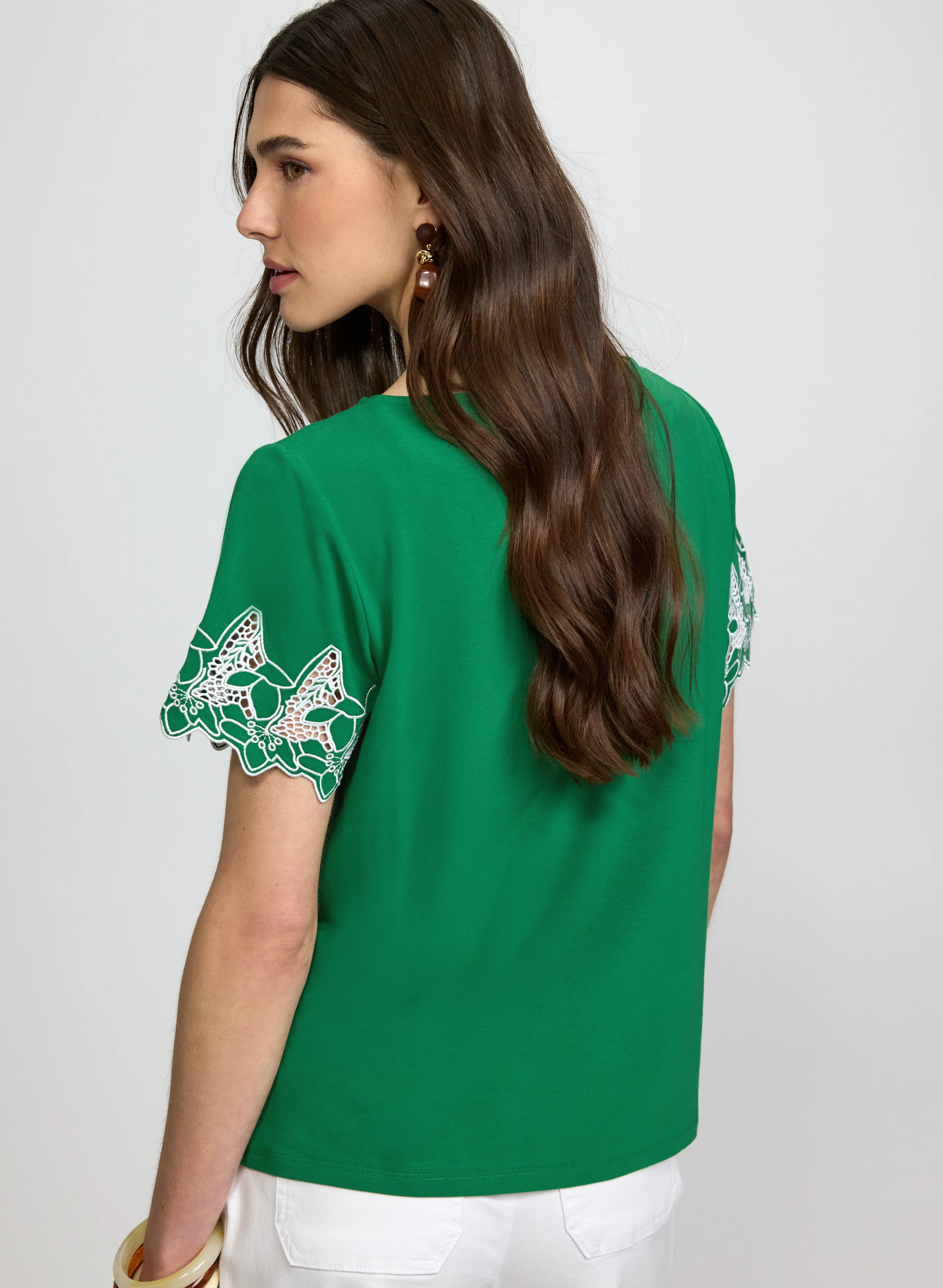 Contrast Embroidered Detail T-Shirt - Image 3