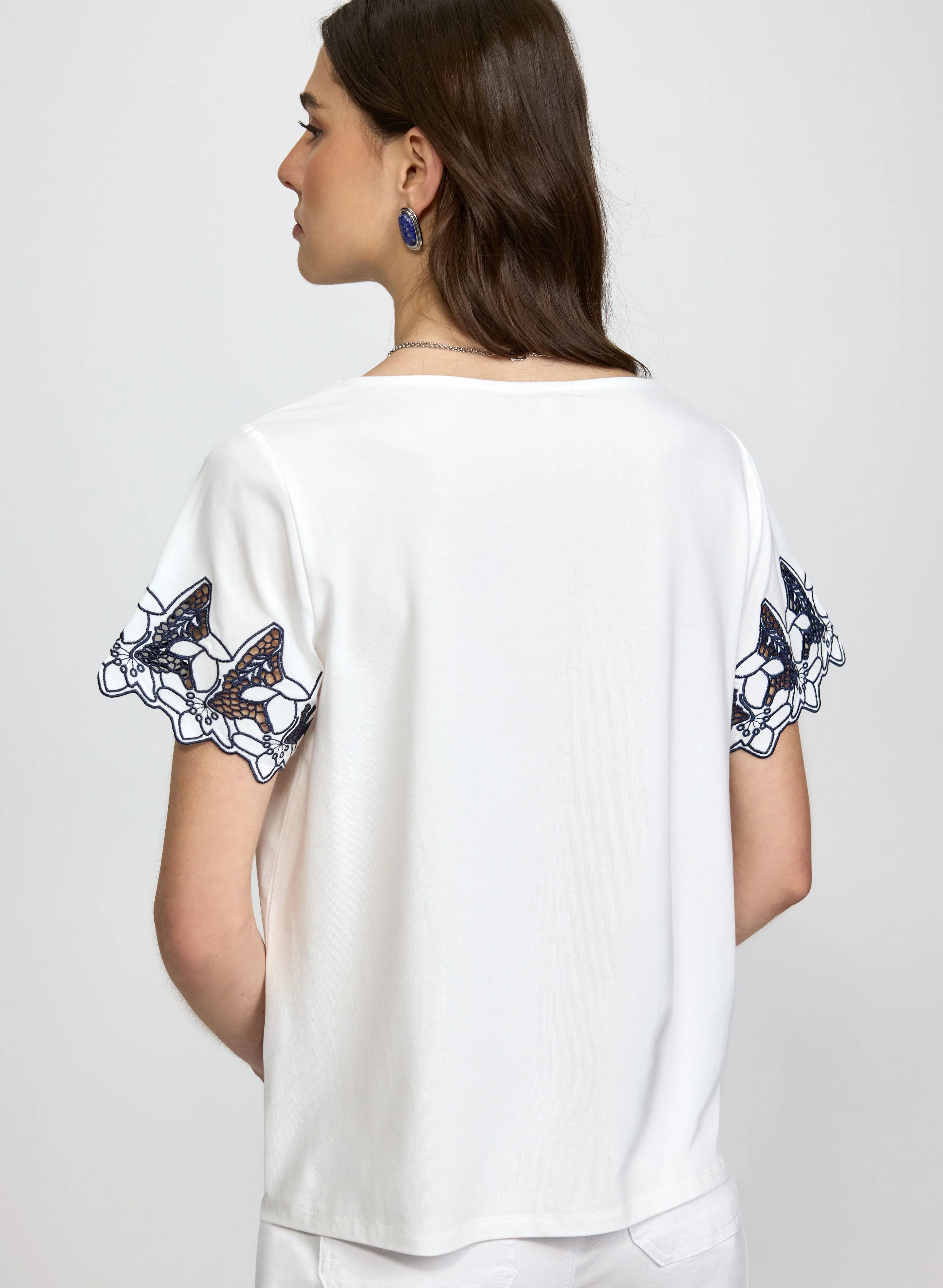 Contrast Embroidered Detail T-Shirt - Image 2