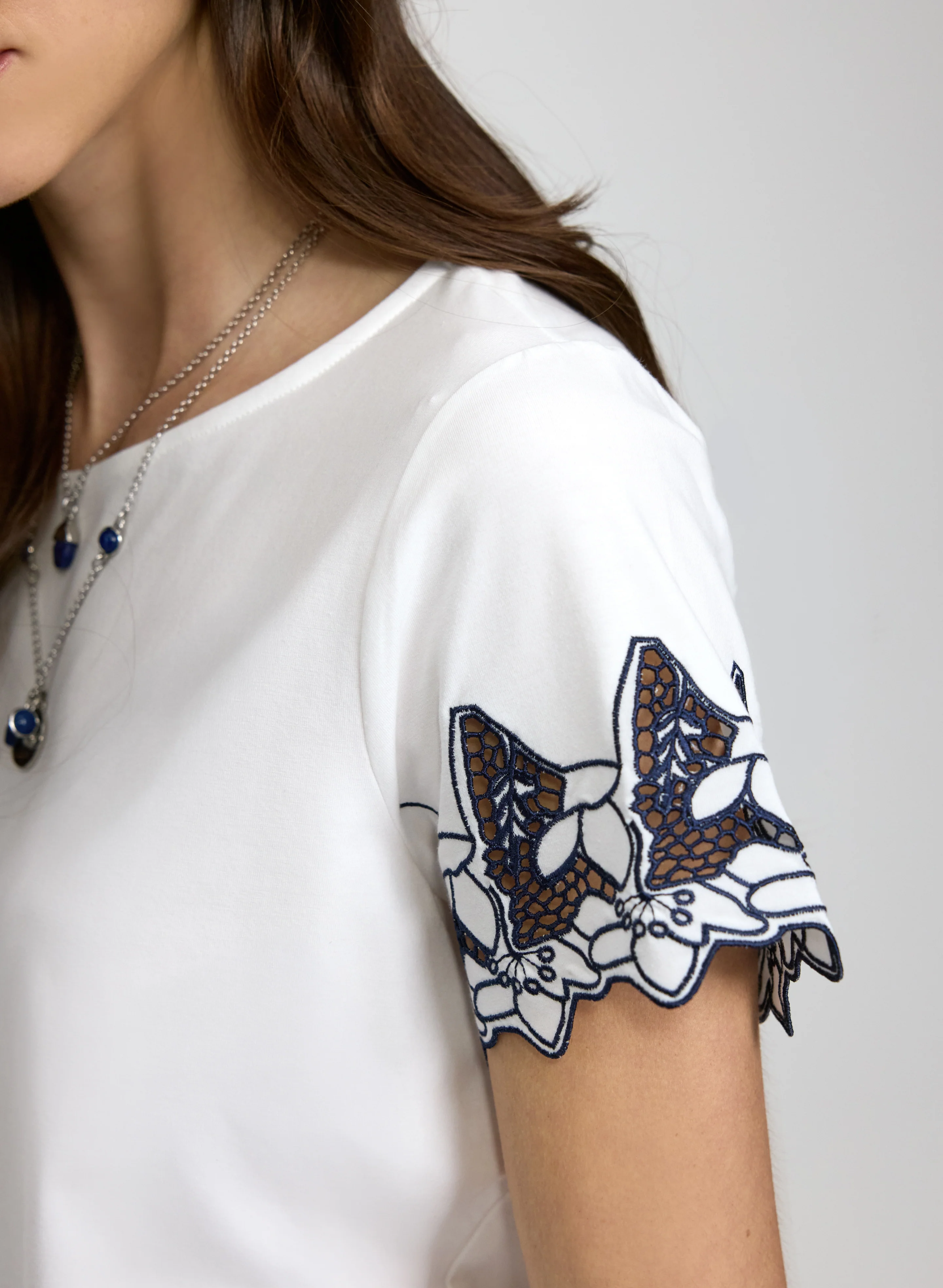 Contrast Embroidered Detail T-Shirt - Image 4