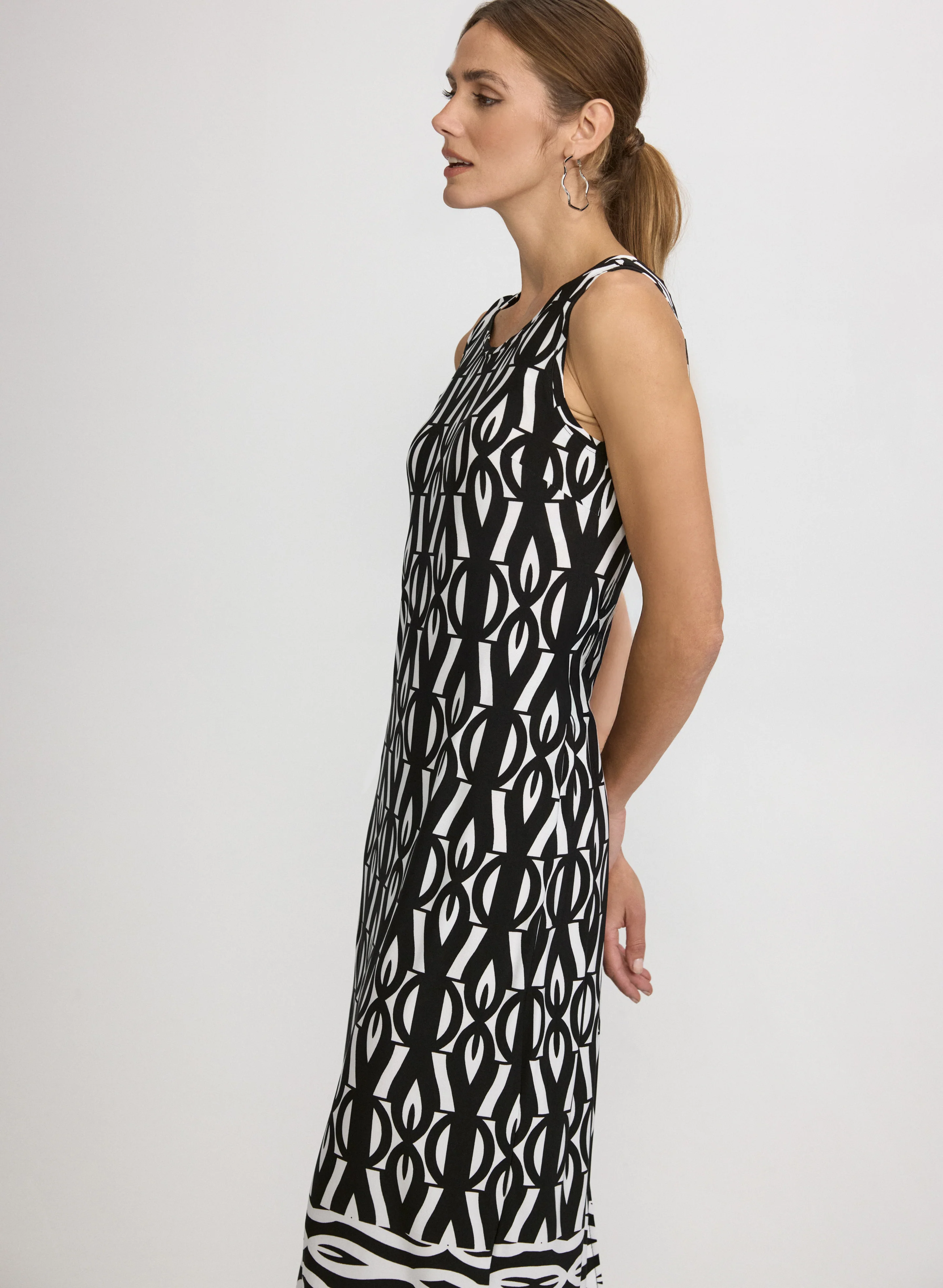 Contrast Geometric Print Dress - Image 4