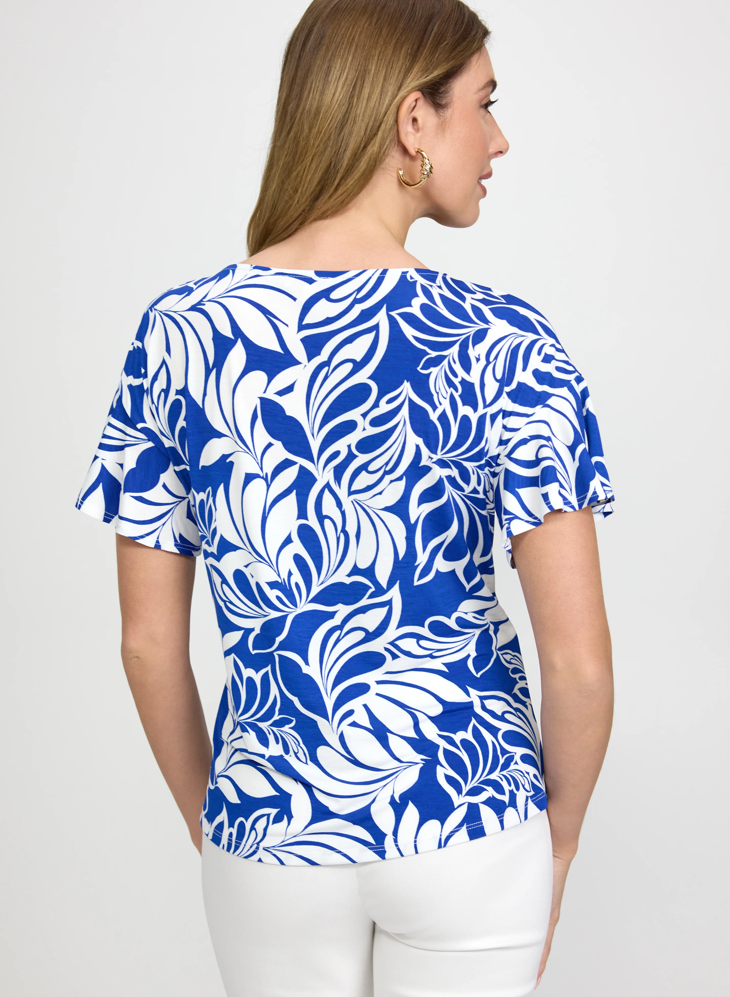 Contrast Leaf Print Top - Image 5