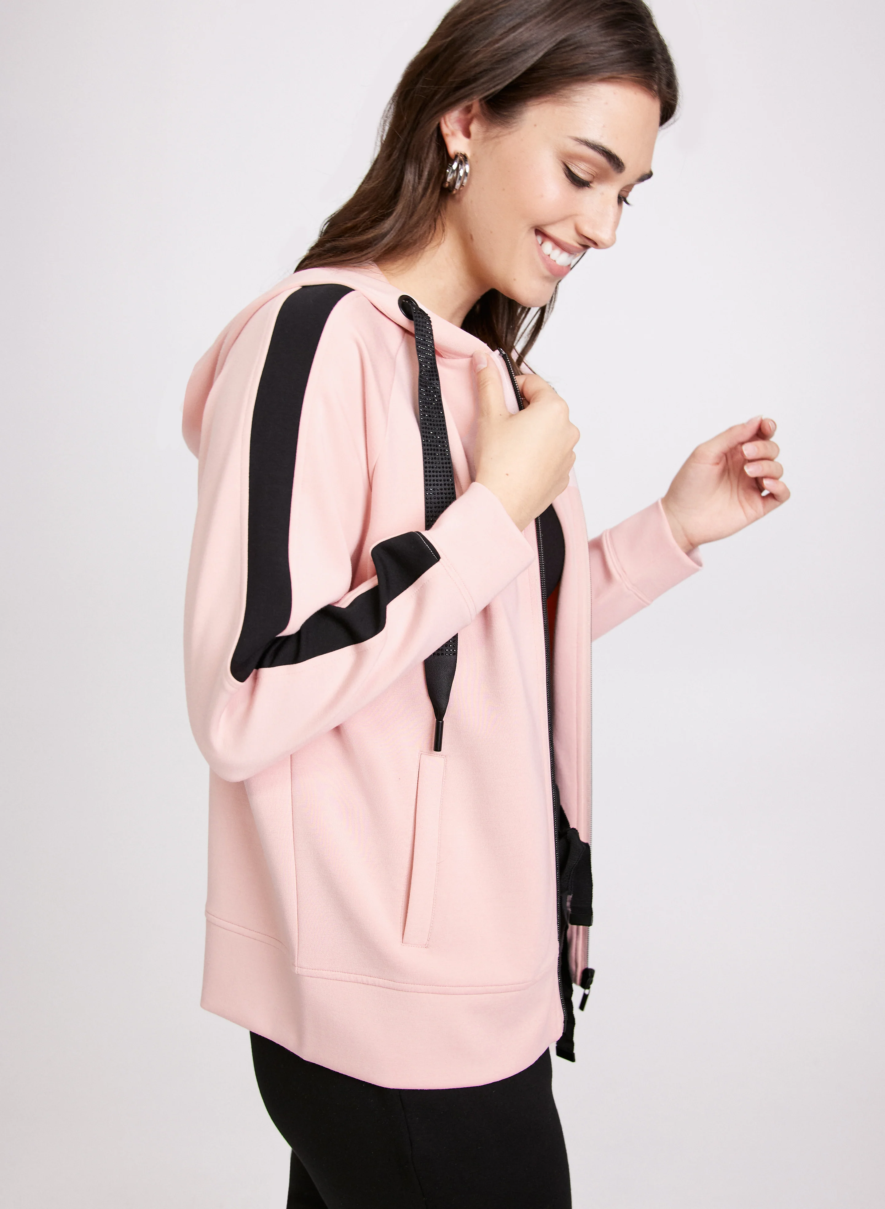Contrast Stripe Zip-Up Top - Image 4