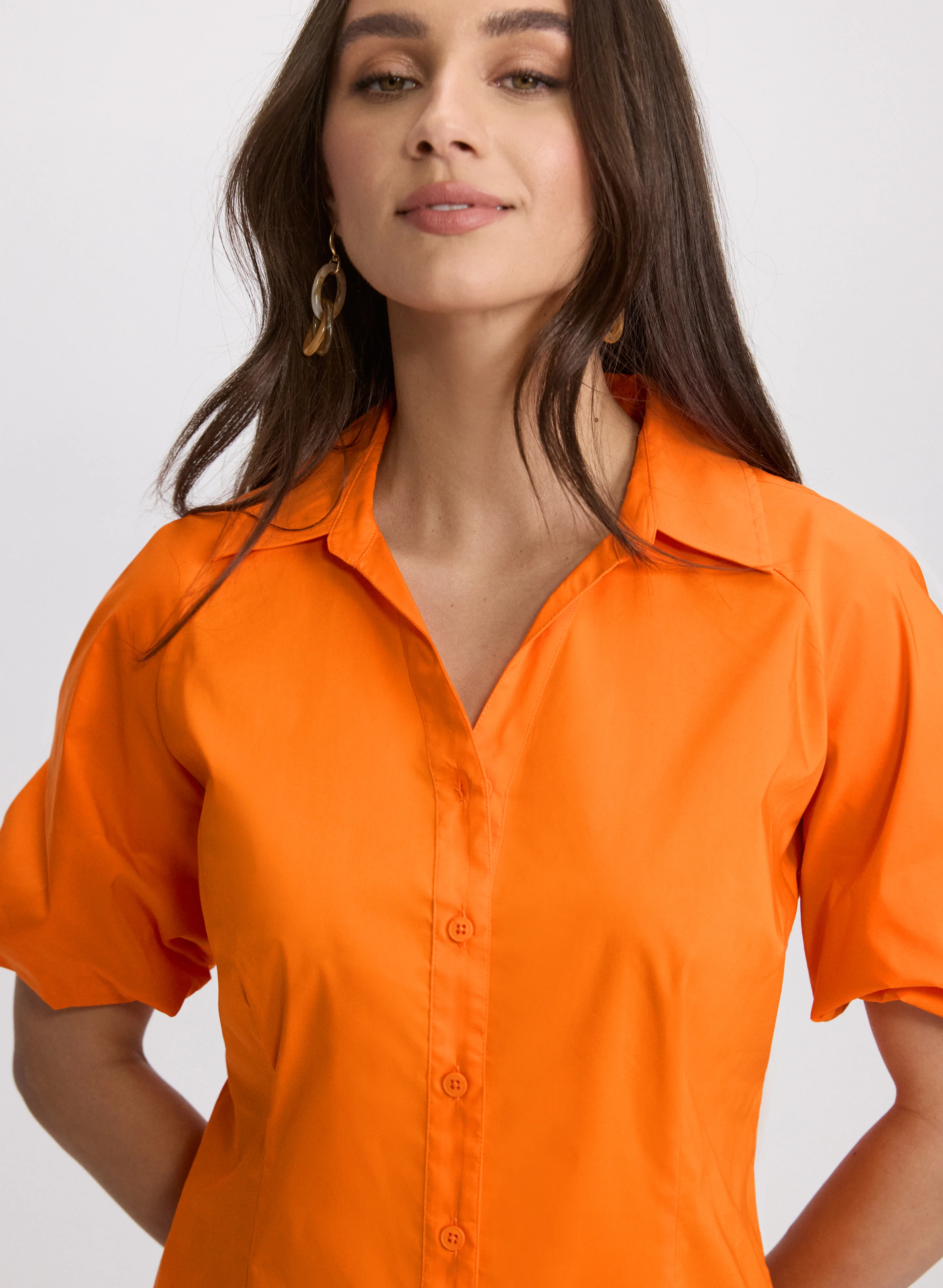 Cotton-Blend Puff-Sleeve Blouse - Image 5