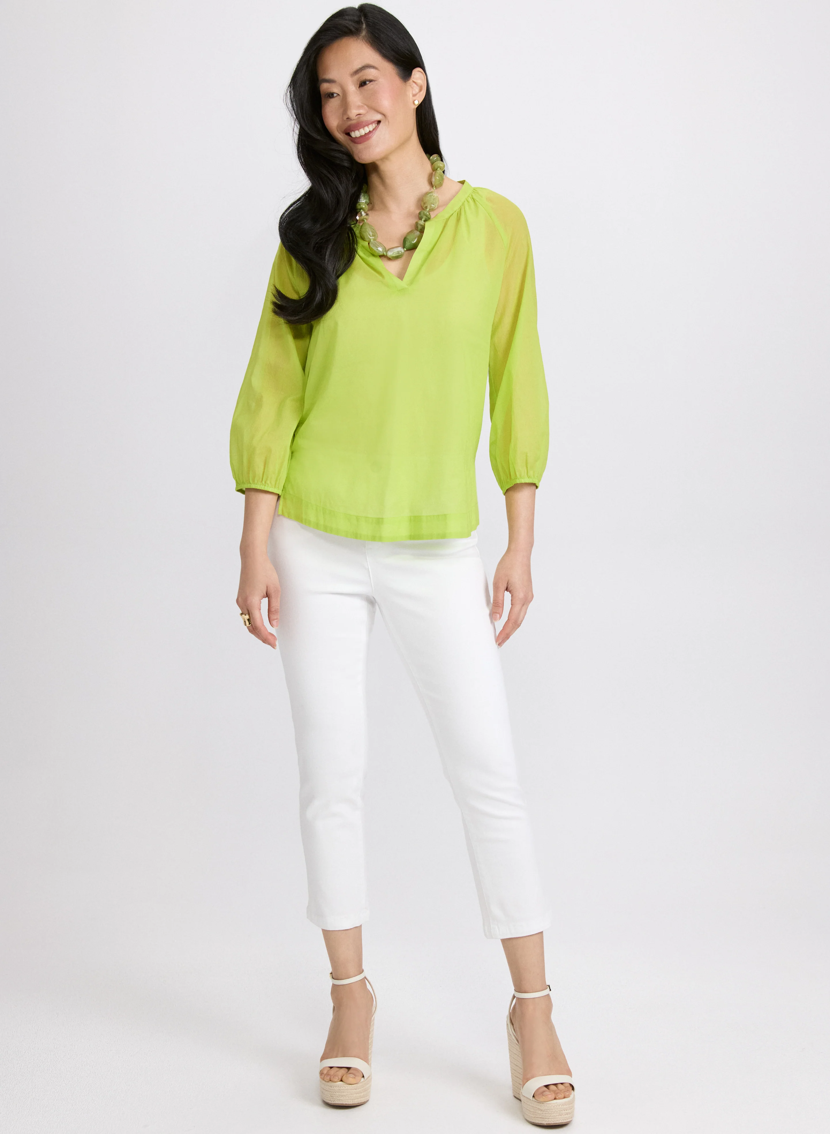 Cotton Split Neck Blouse - Image 3