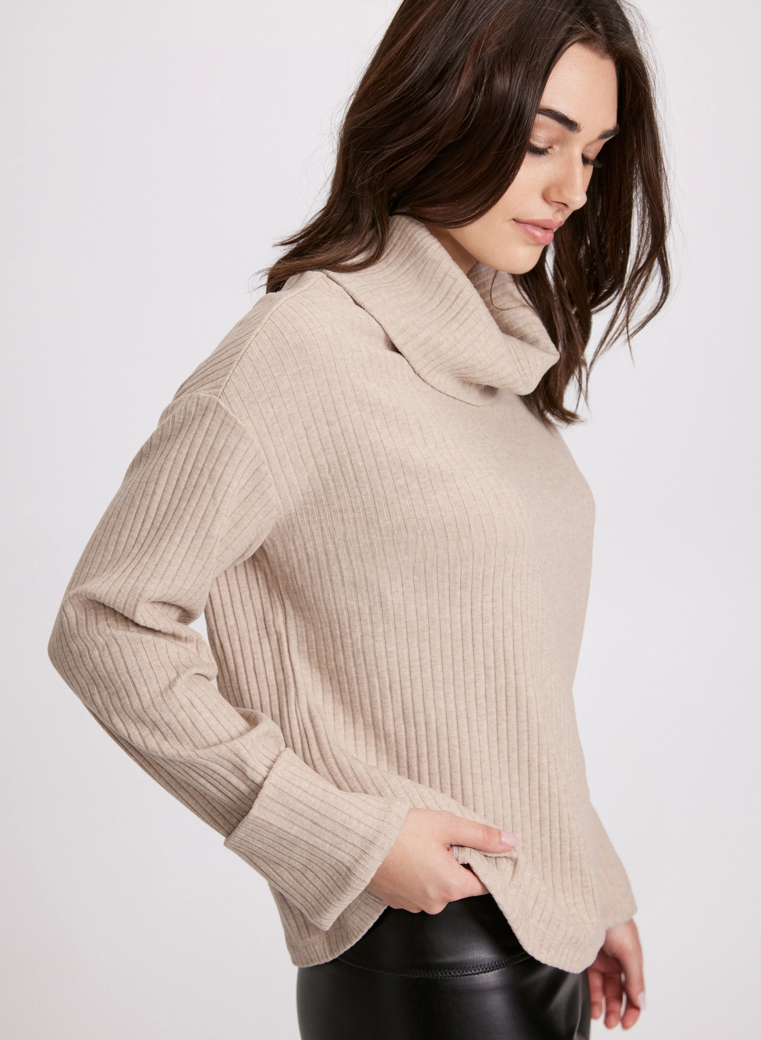 Cowl Neck Rib Knit Top - Image 7