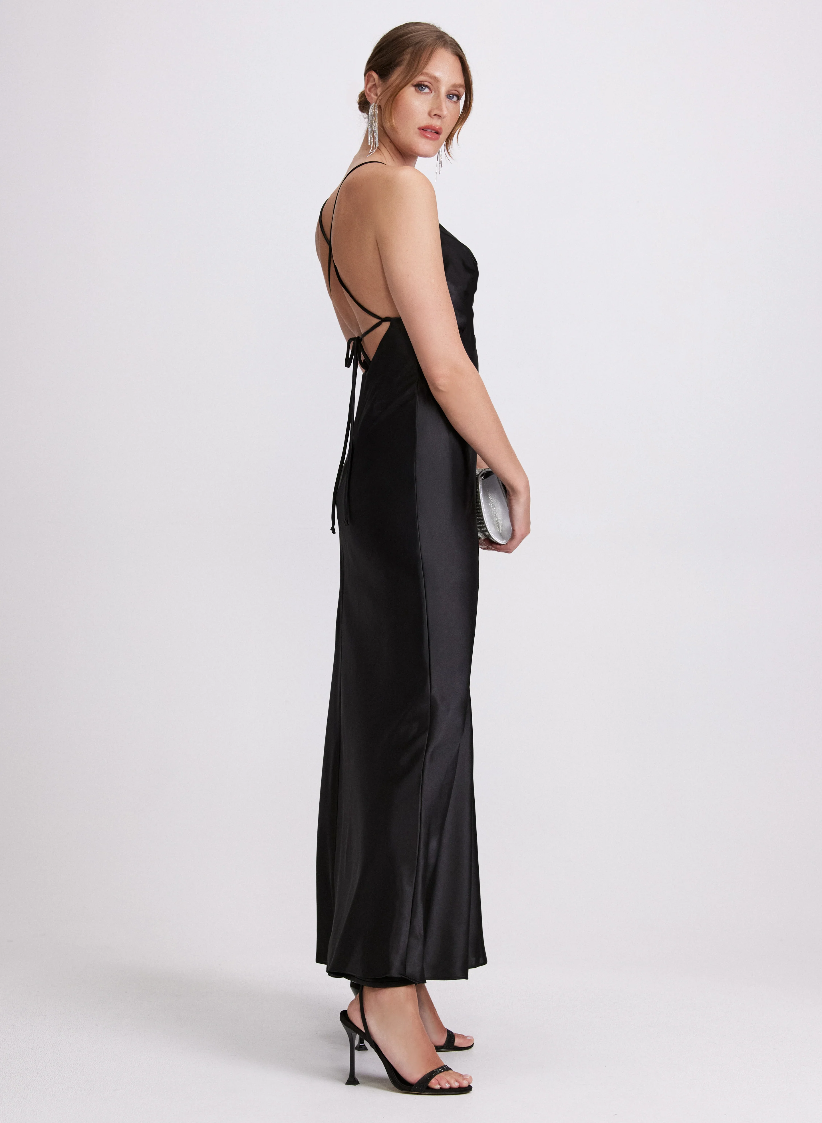 Cowl Neck Satin Dress - Image 2