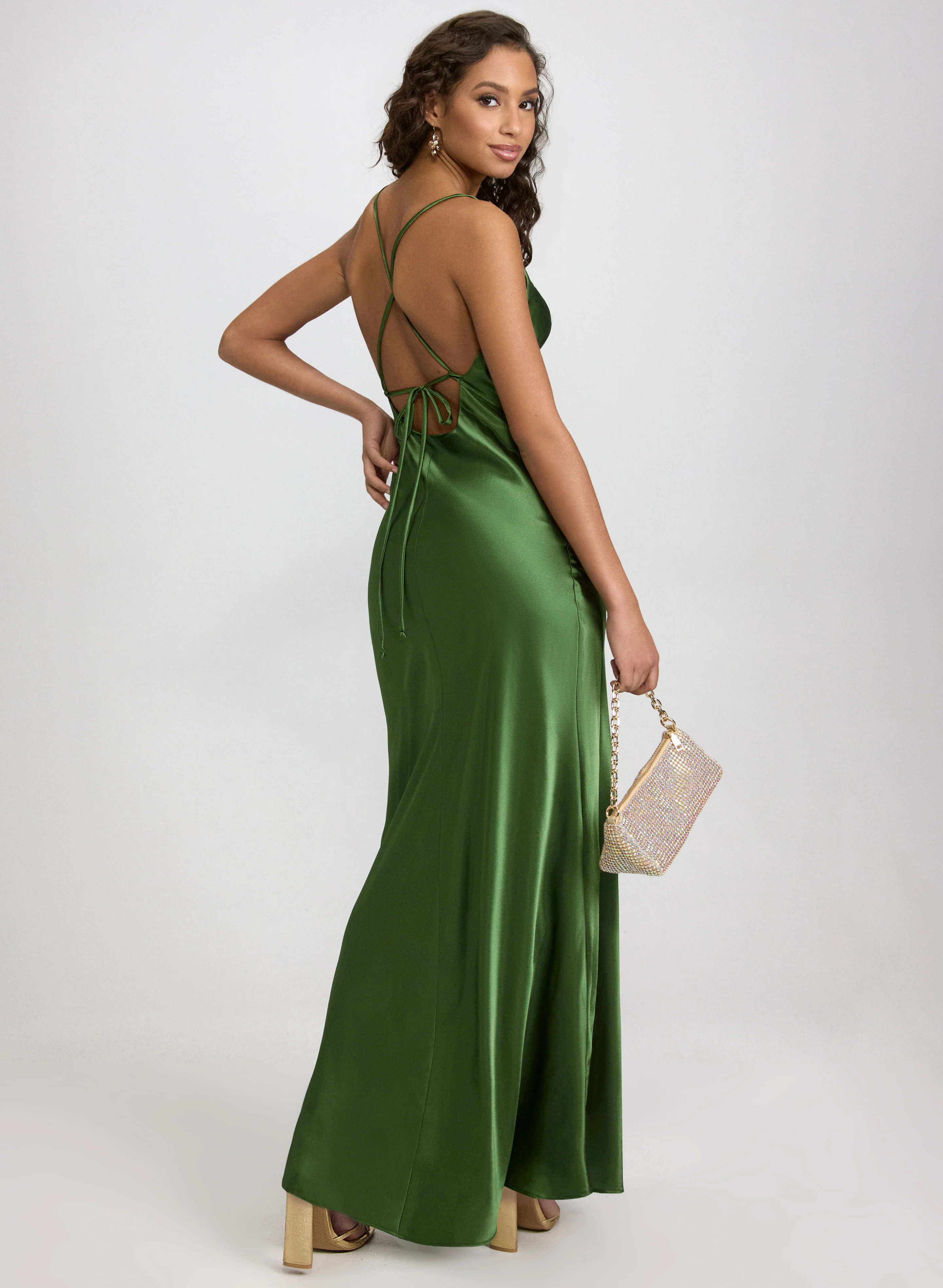Cowl Neck Satin Dress - Image 2