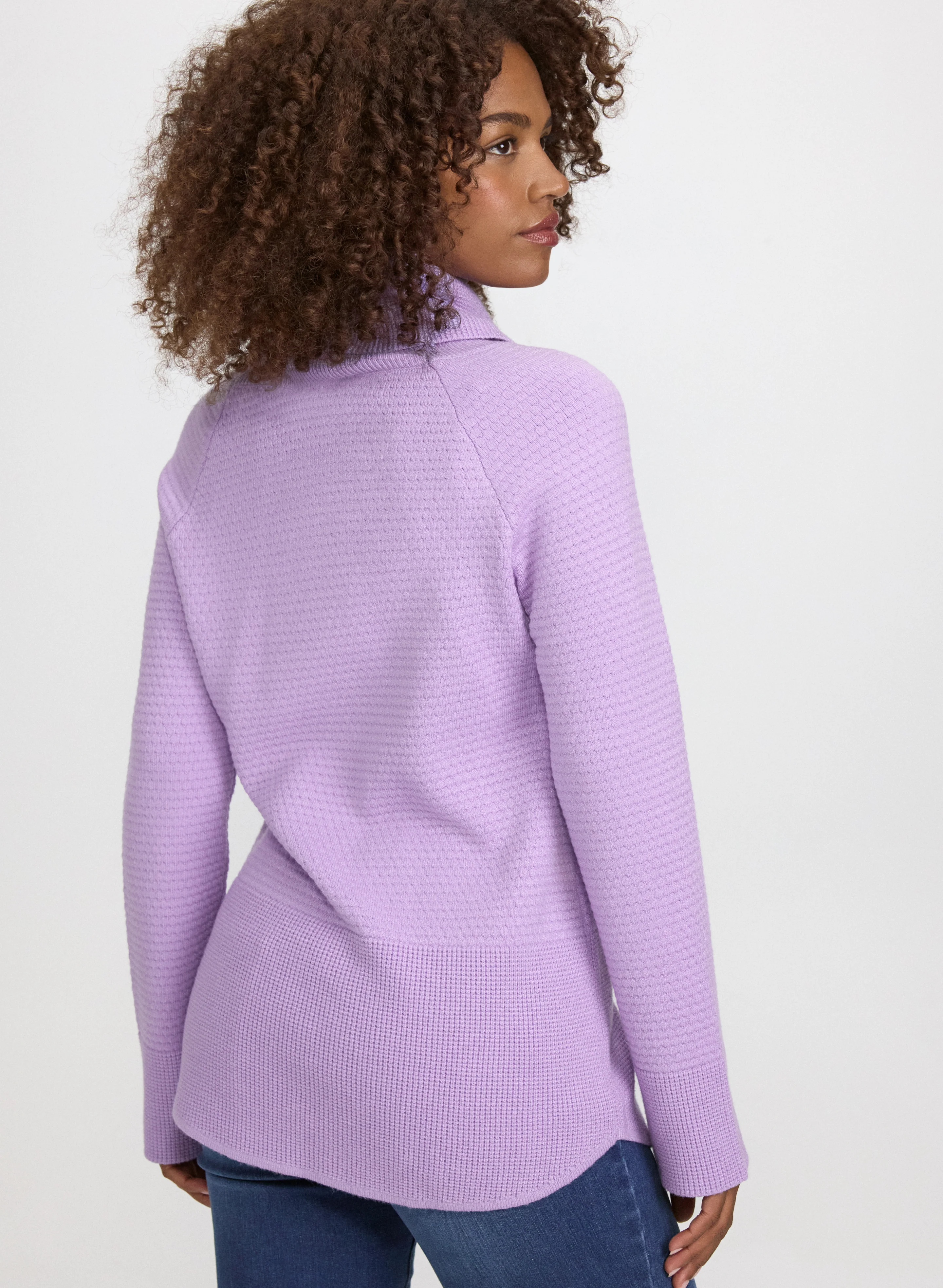 Cowl Neck Waffle Knit Sweater - Image 4