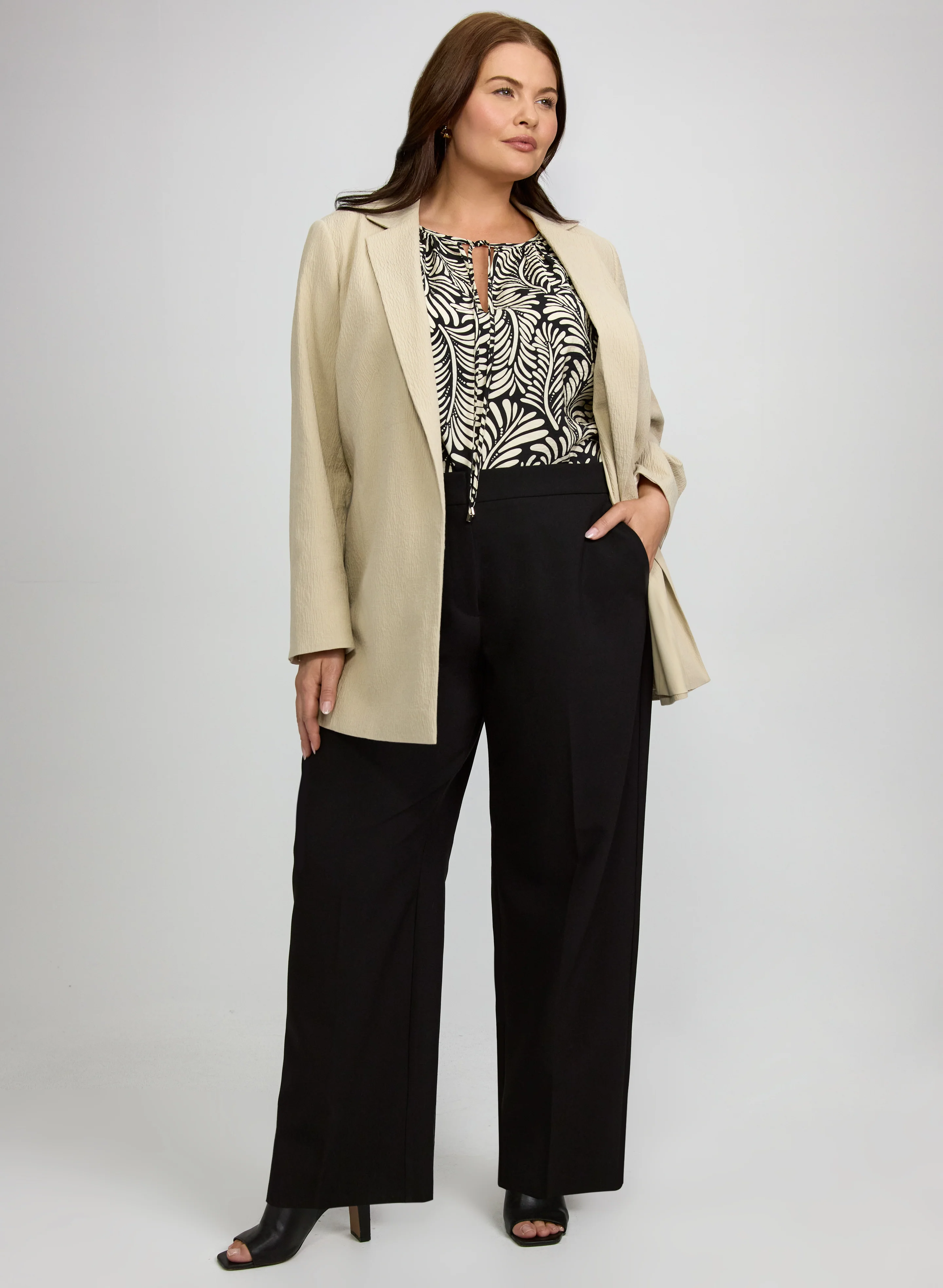 Crinkle Cotton Blazer & Olivia Wide-Leg Pants