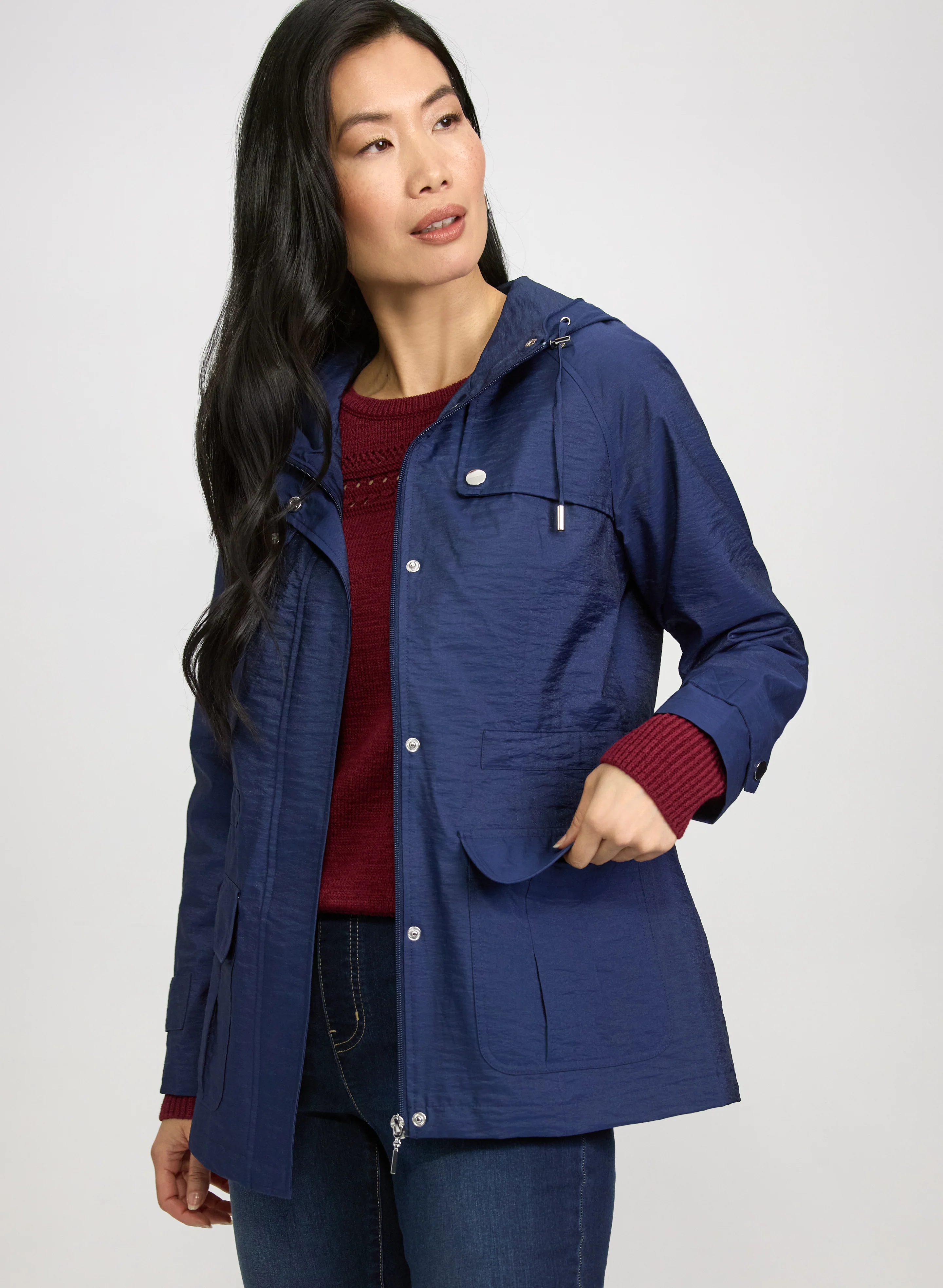 Crinkle Zip Rain Coat - Image 2