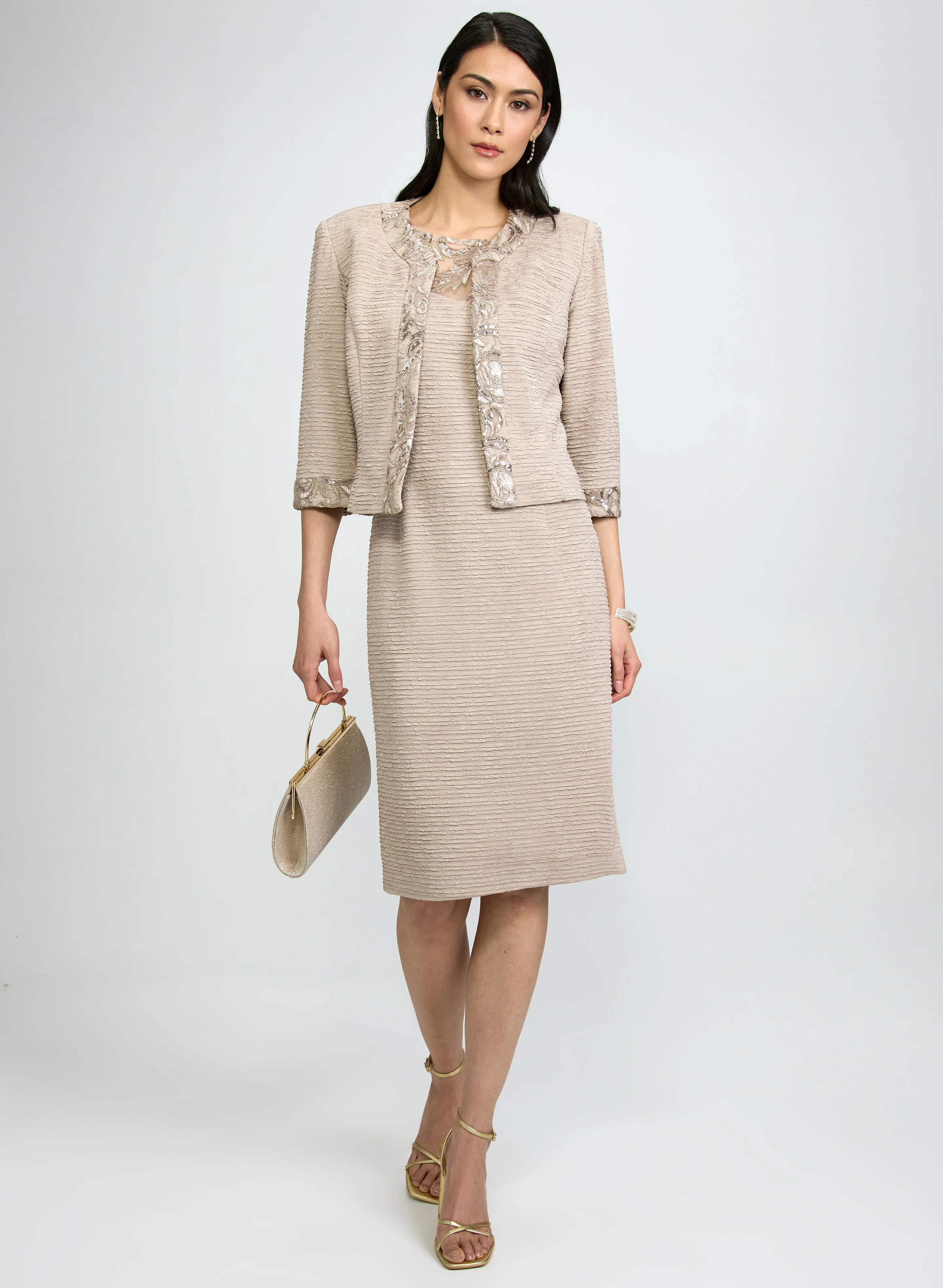 Crinkled Jacket & Dress Set