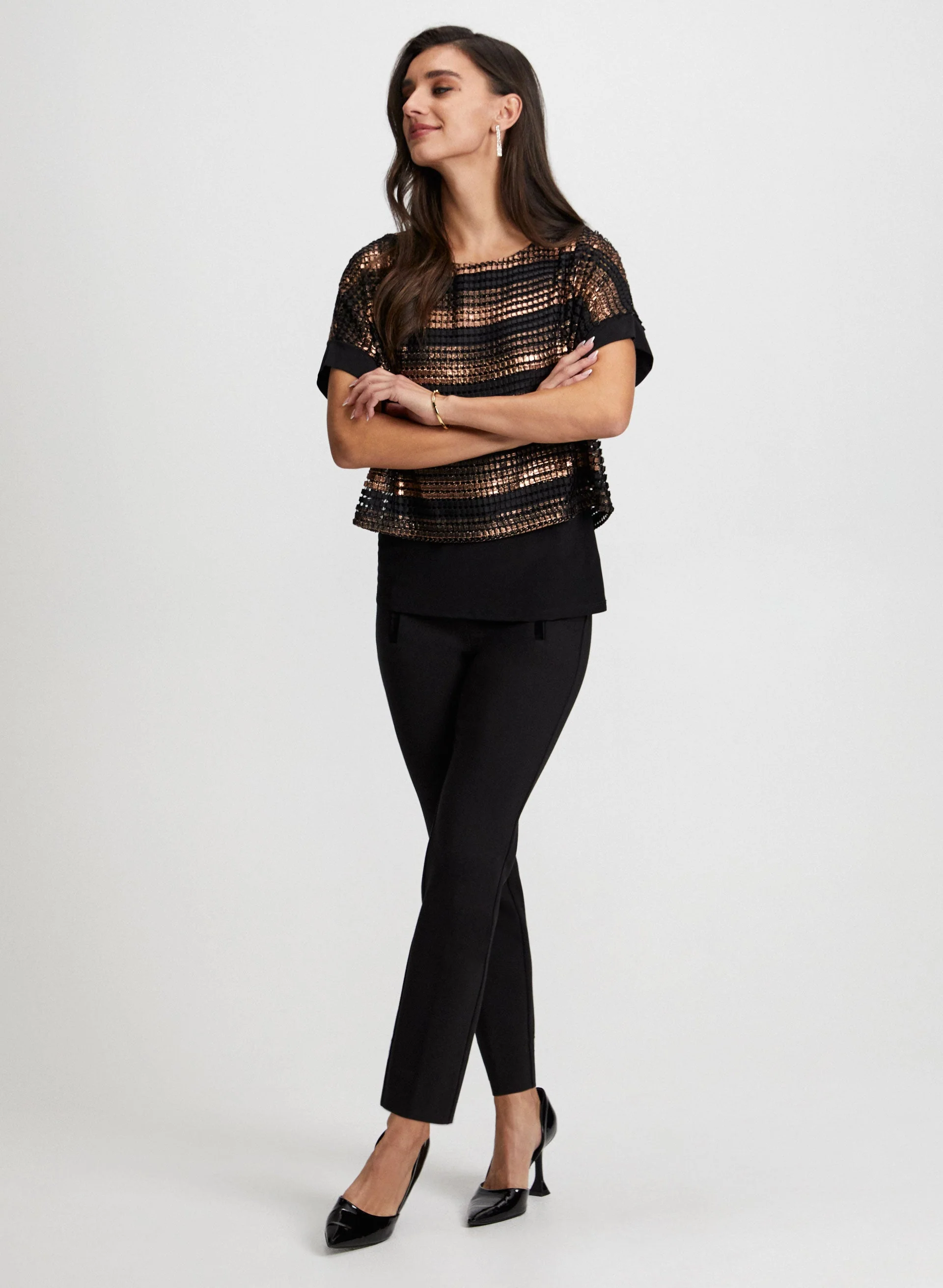 Crochet Stripe Print Top - Image 3