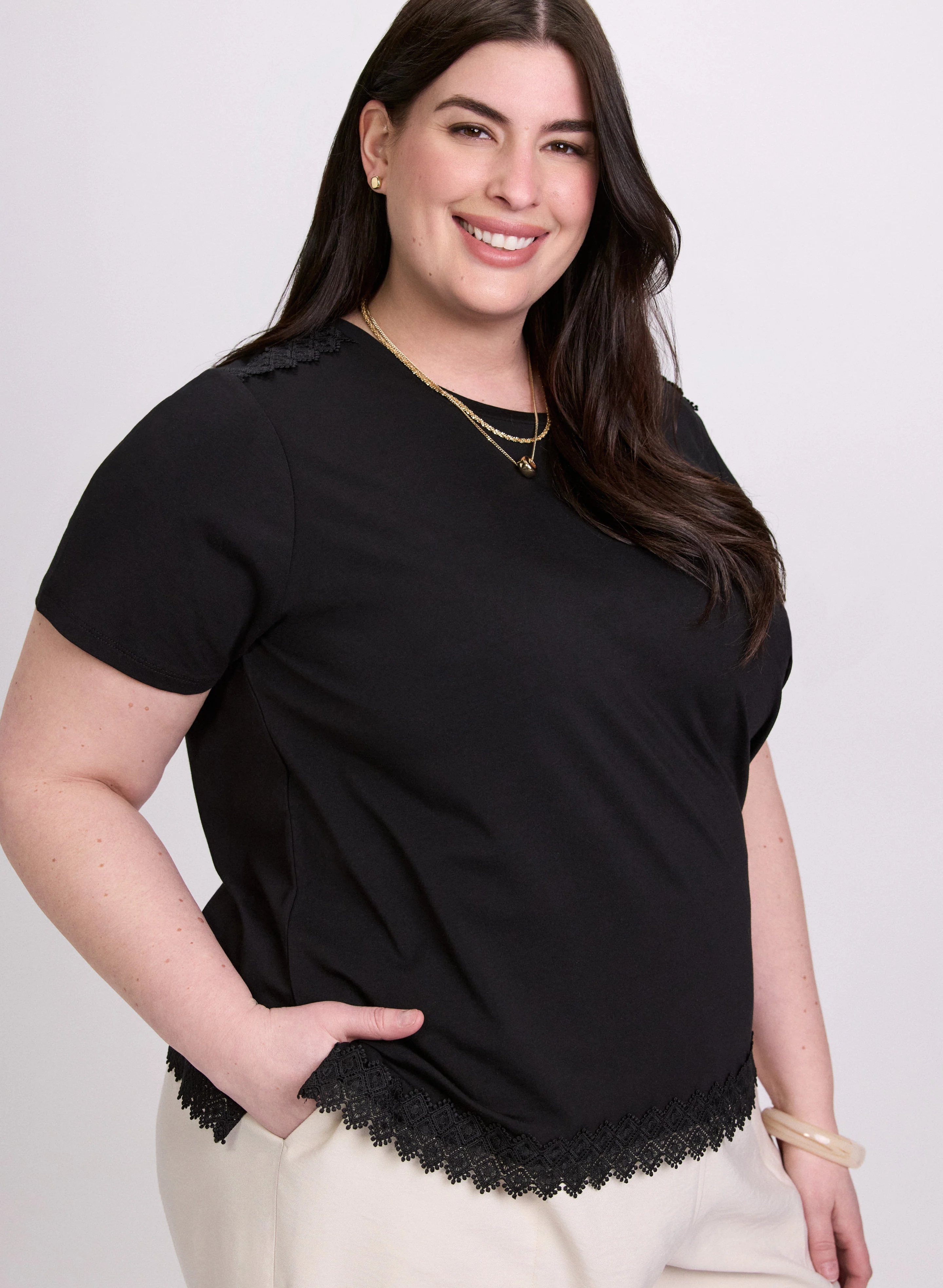 Crochet Trim T-Shirt - Image 2