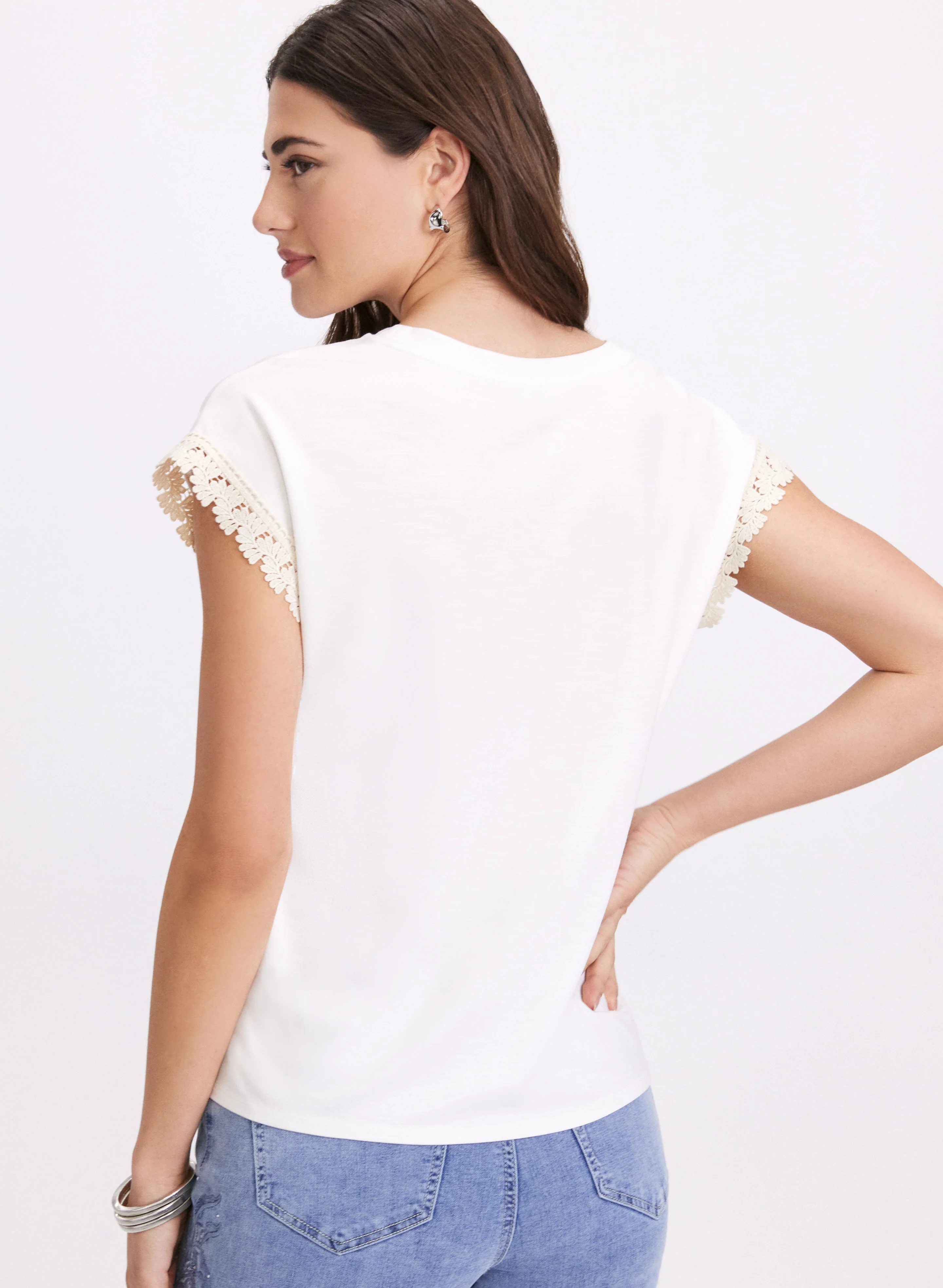 Crochet Trim T-Shirt - Image 4