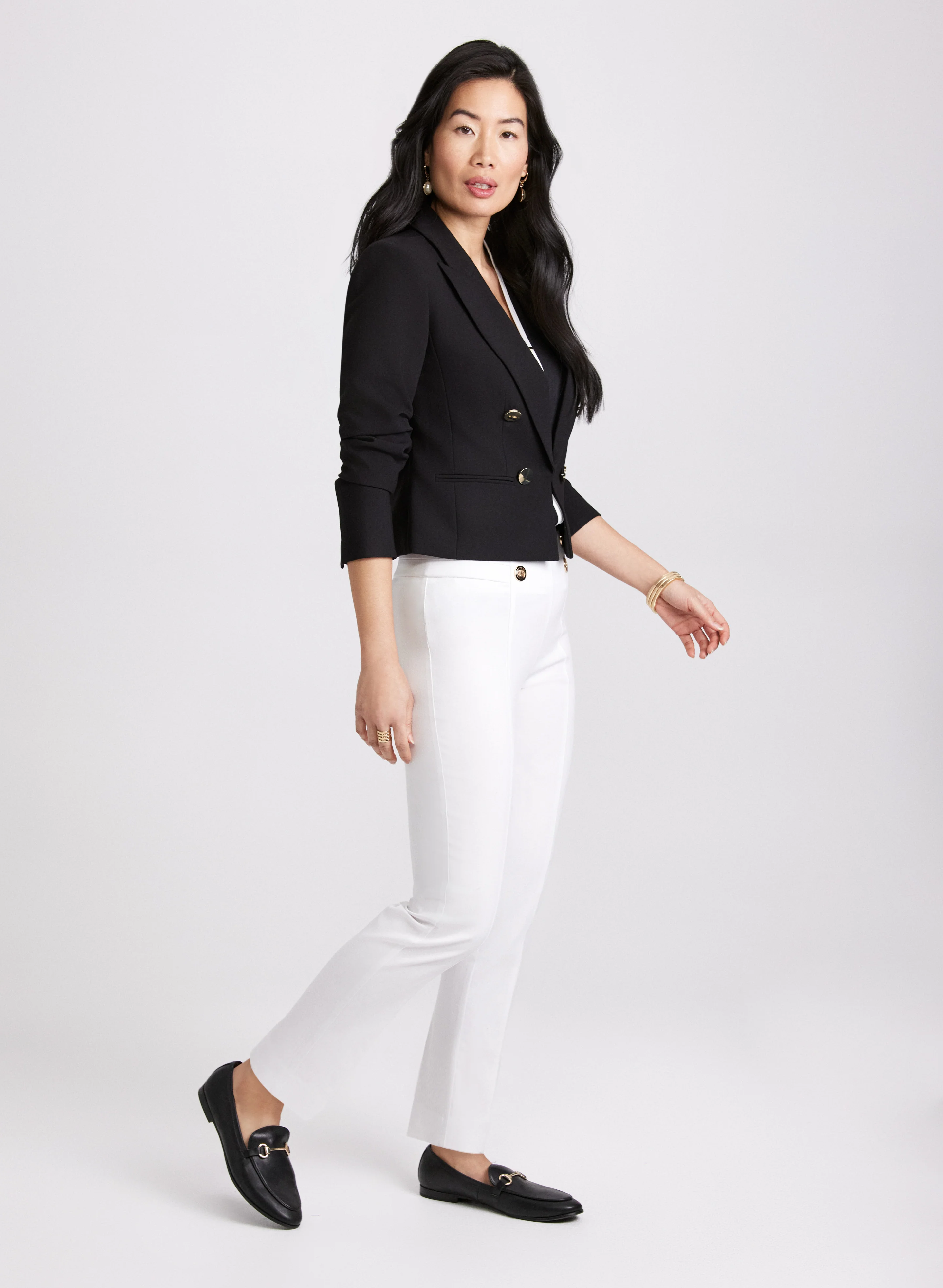 Cropped Double-Breasted Blazer & Sofia Slim-Leg Pants - Short