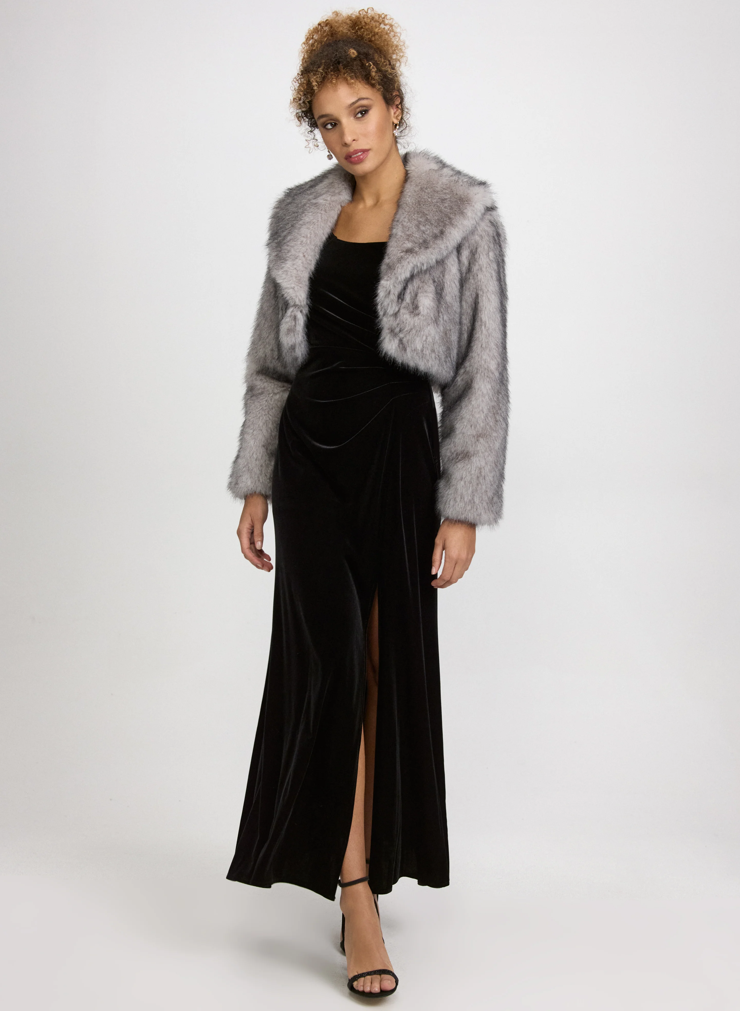 Cropped Faux Fur Jacket - Image 3
