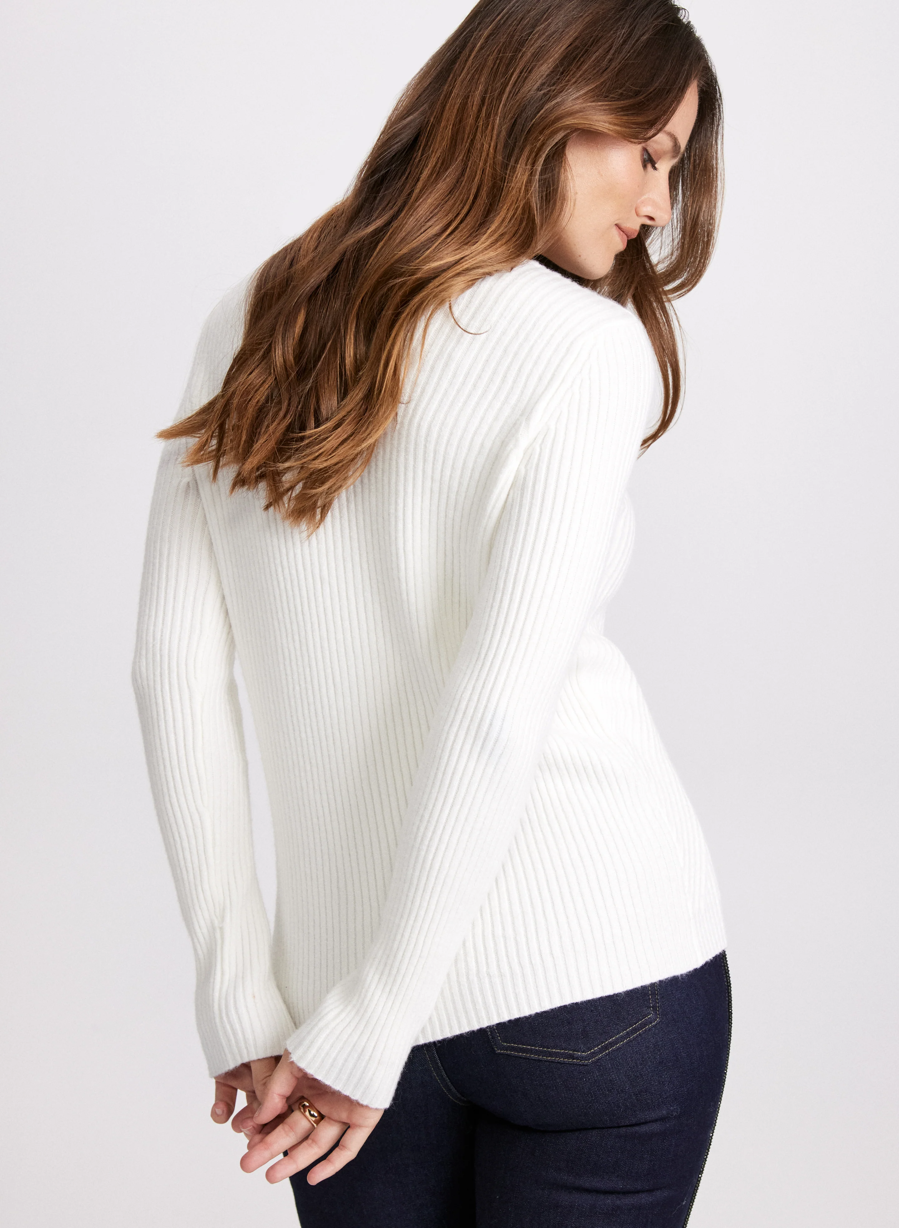 Crystal Button Embellished Sweater - Image 4