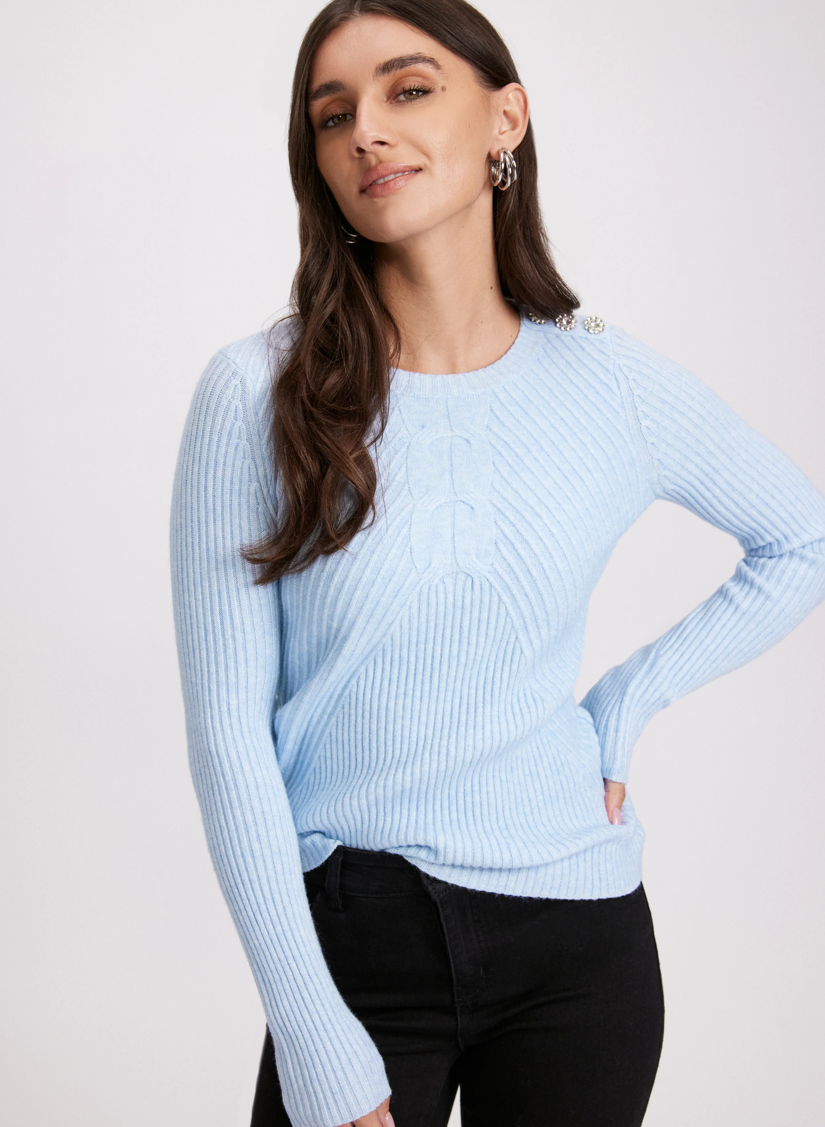 Crystal Button Embellished Sweater - Image 5