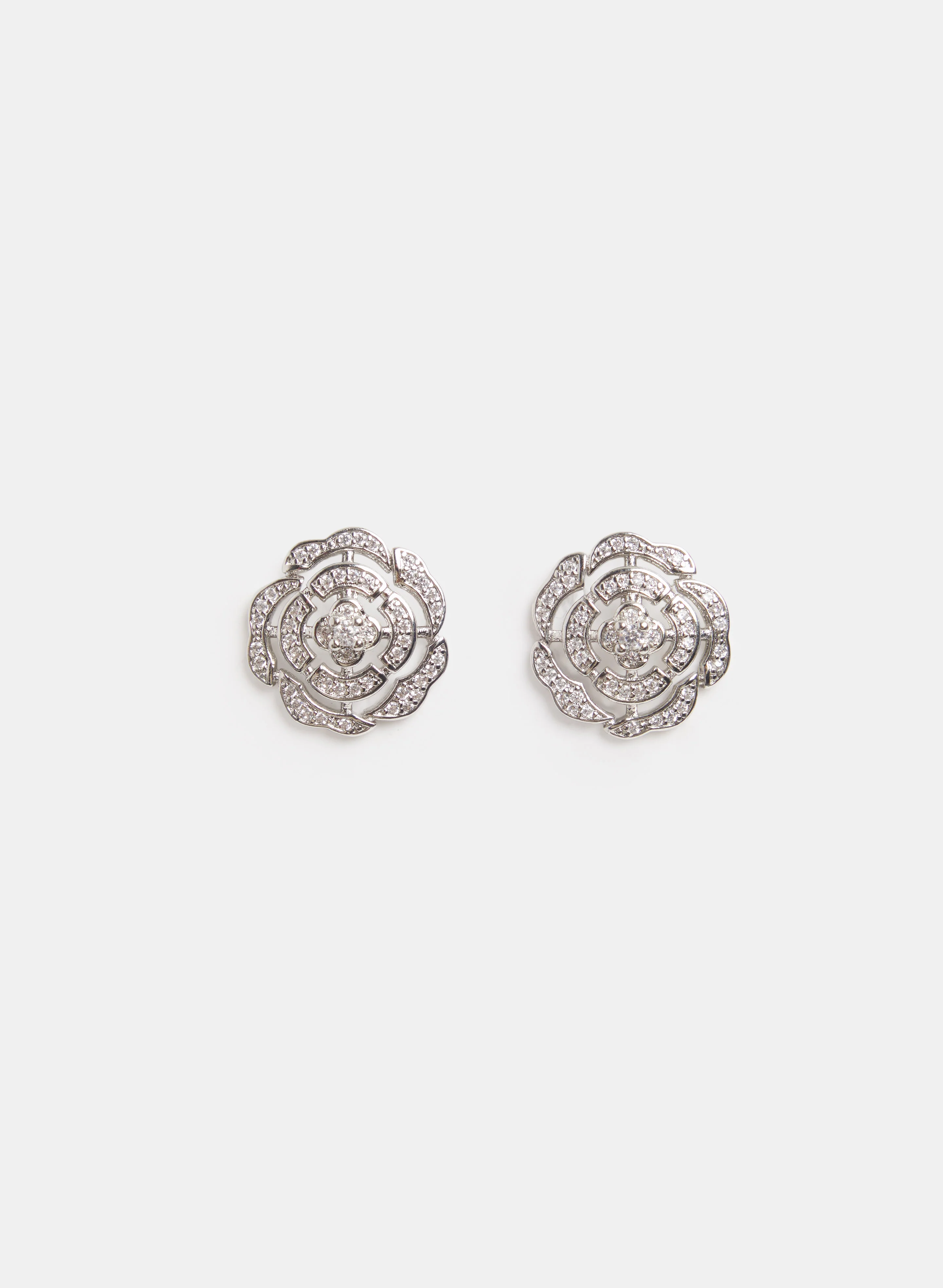 Crystal Cut-Out Rose Earrings