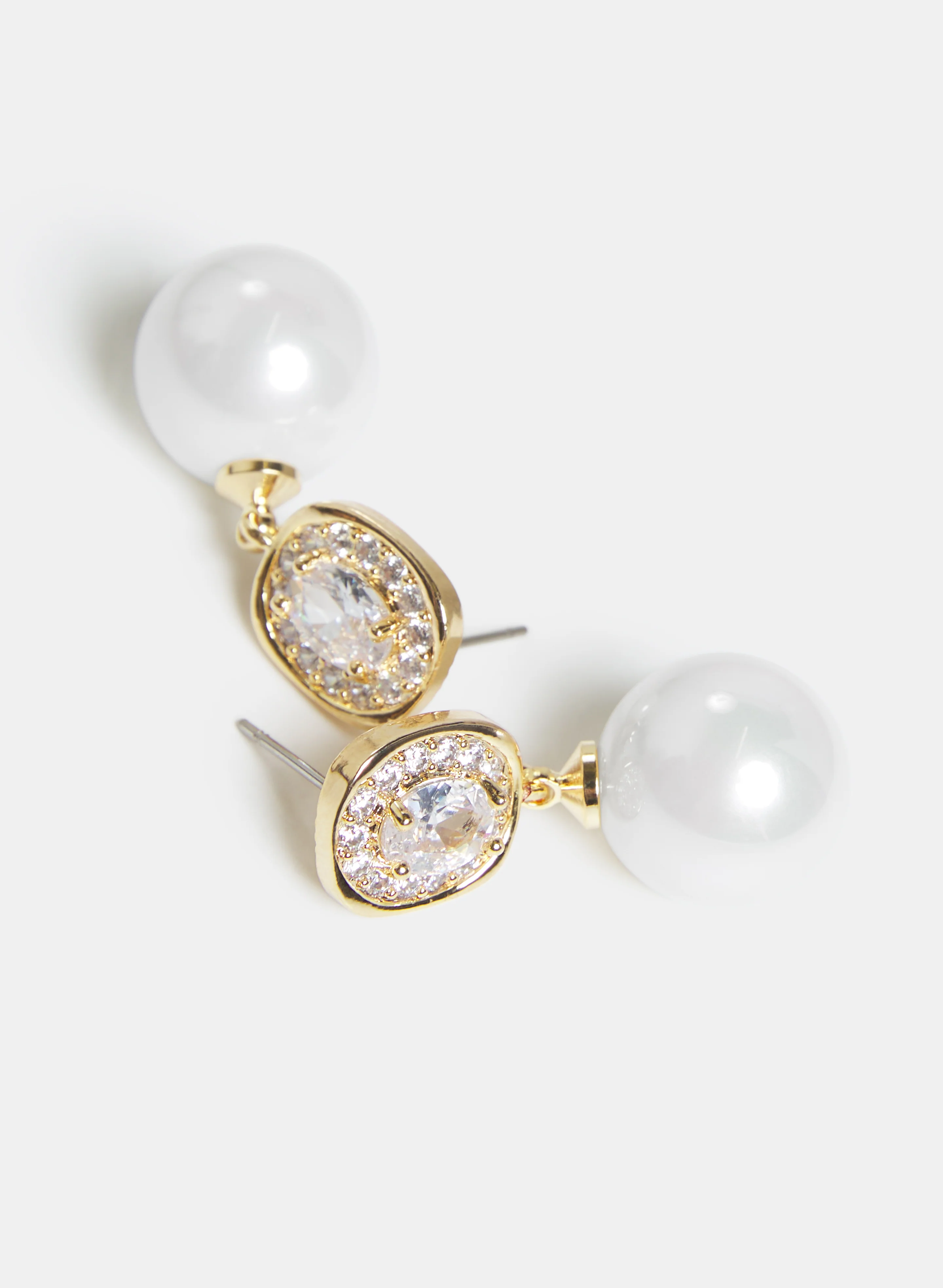 Crystal Pearl Drop Earrings - Image 2