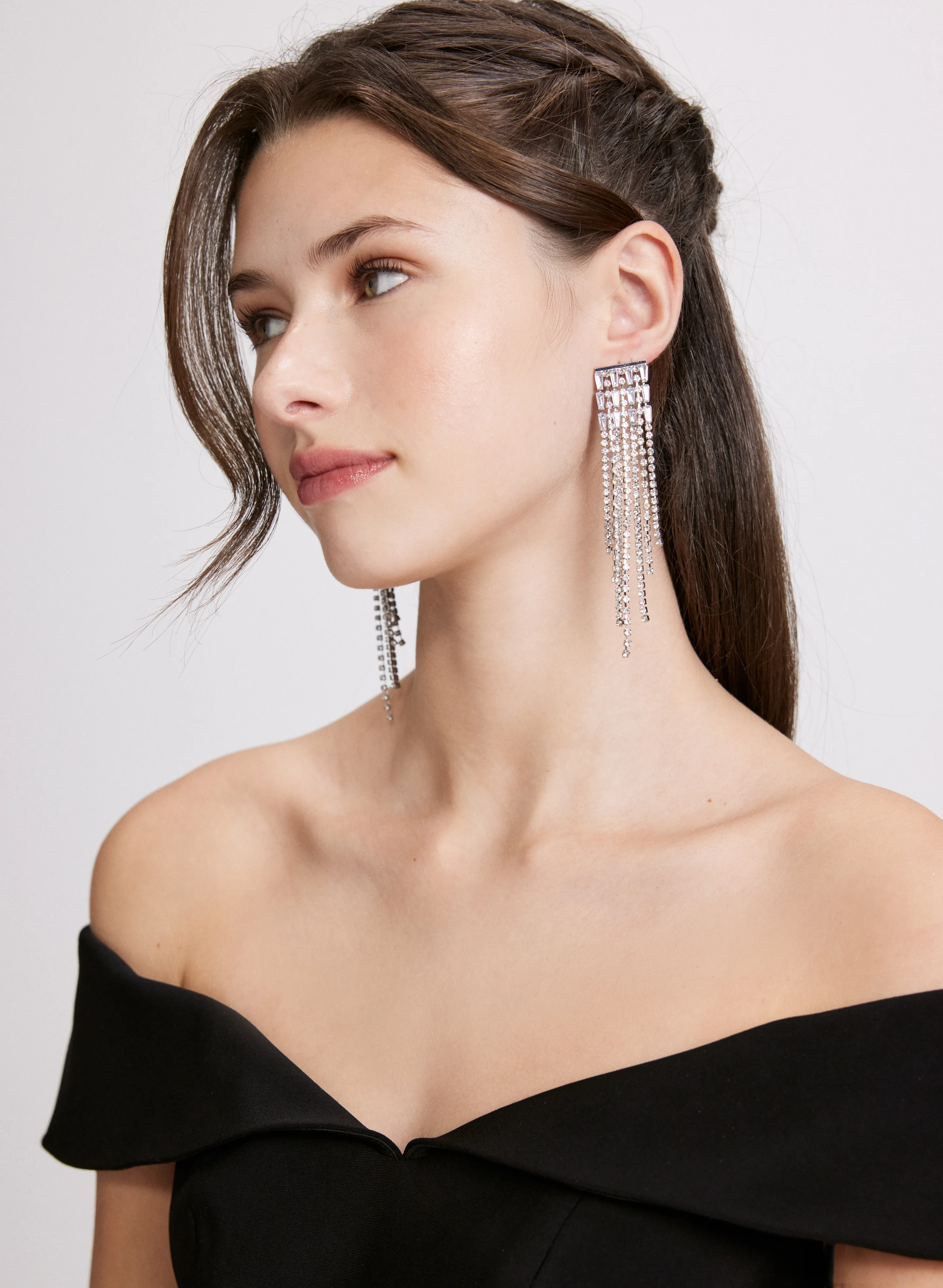 Cubic Zirconia Crystal Cascade Earrings - Image 2