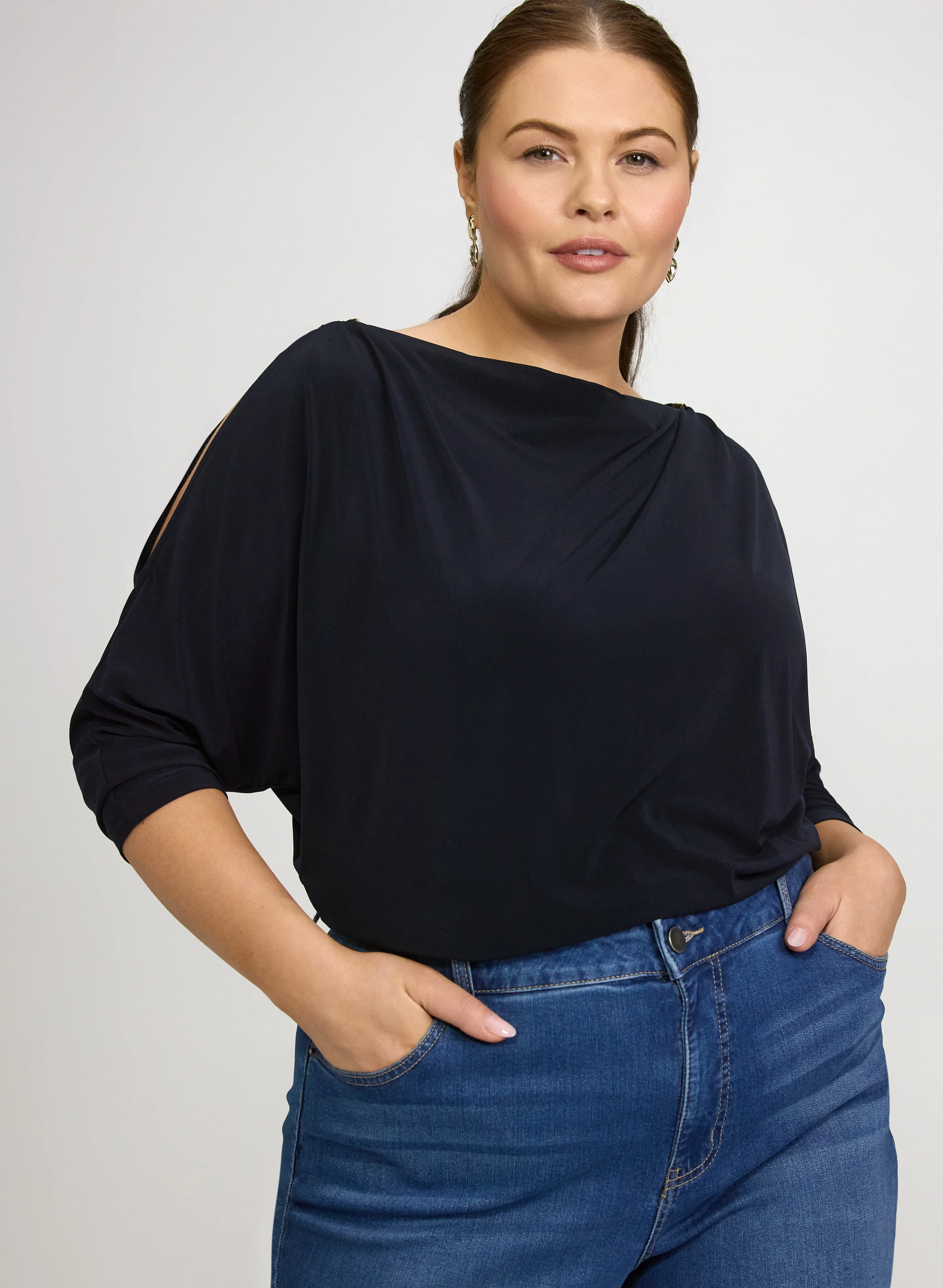 Cutout Dolman Sleeve Top