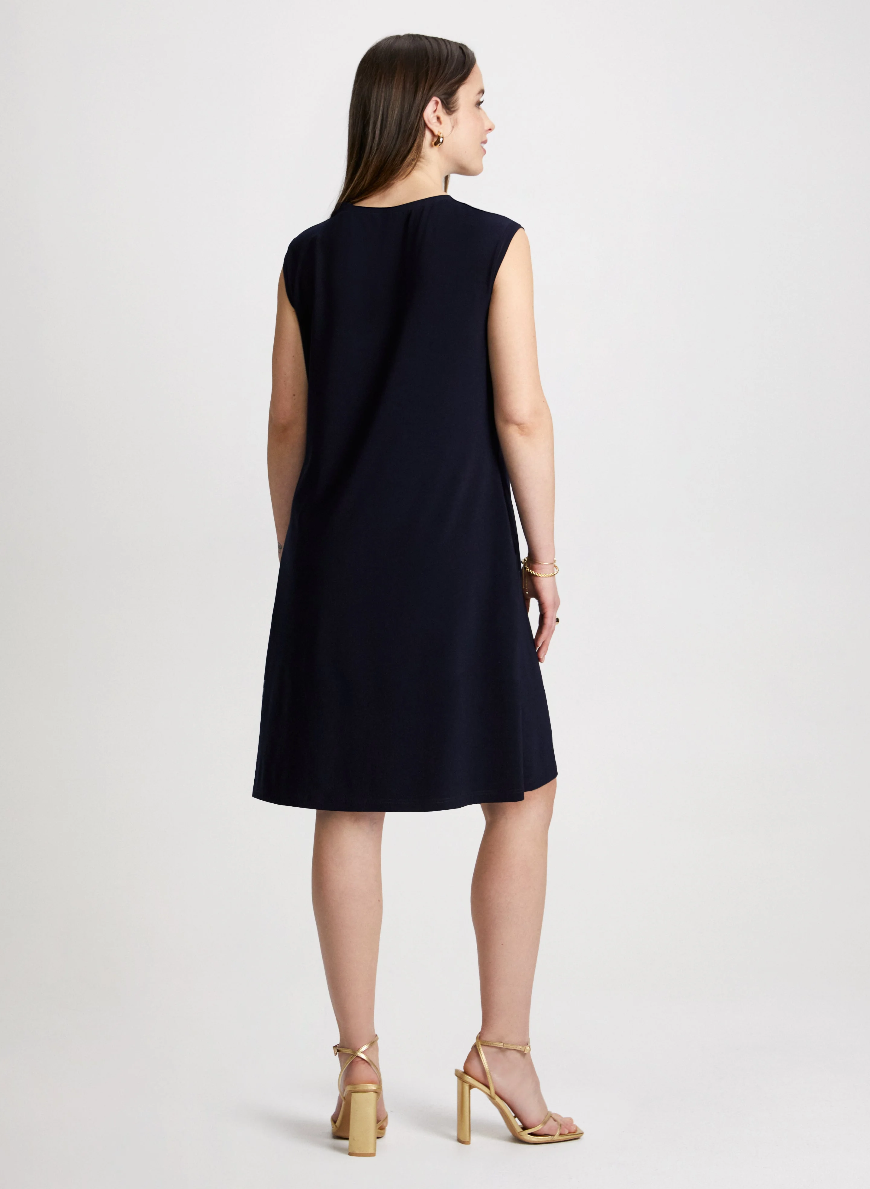 Decorative Button A-Line Dress - Image 3