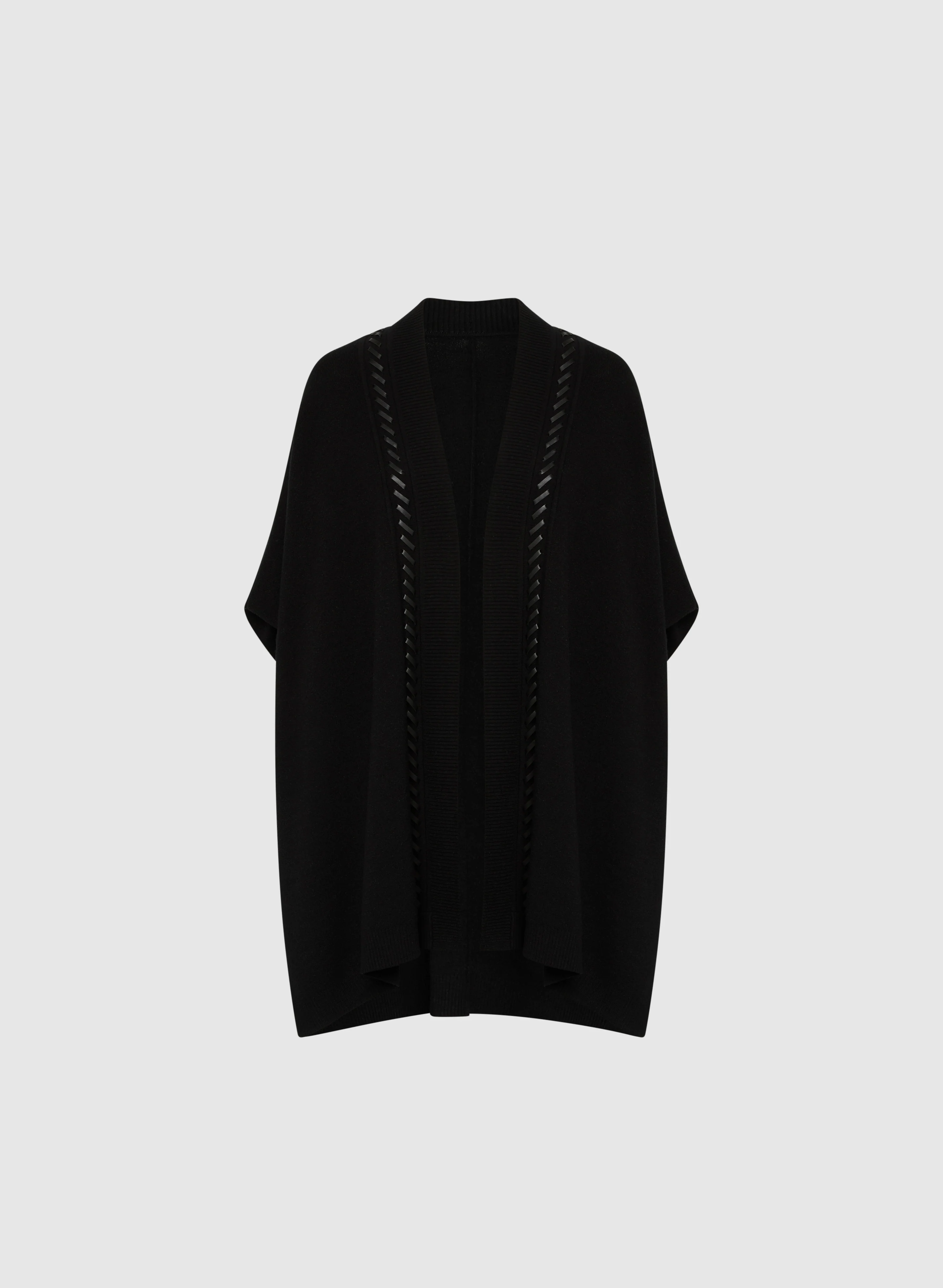 Vegan Leather Trim Cardigan - Image 5
