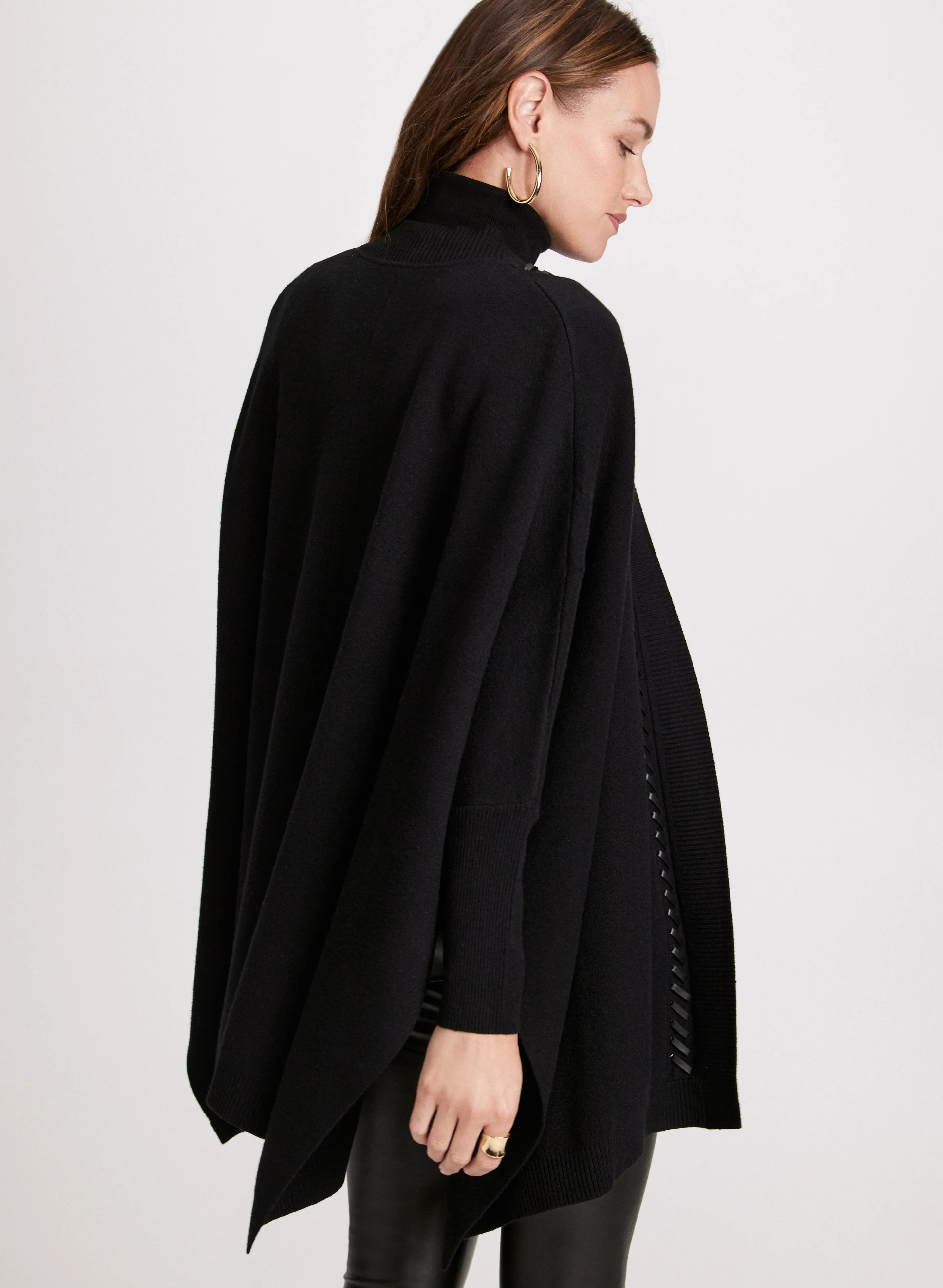 Vegan Leather Trim Cardigan - Image 7