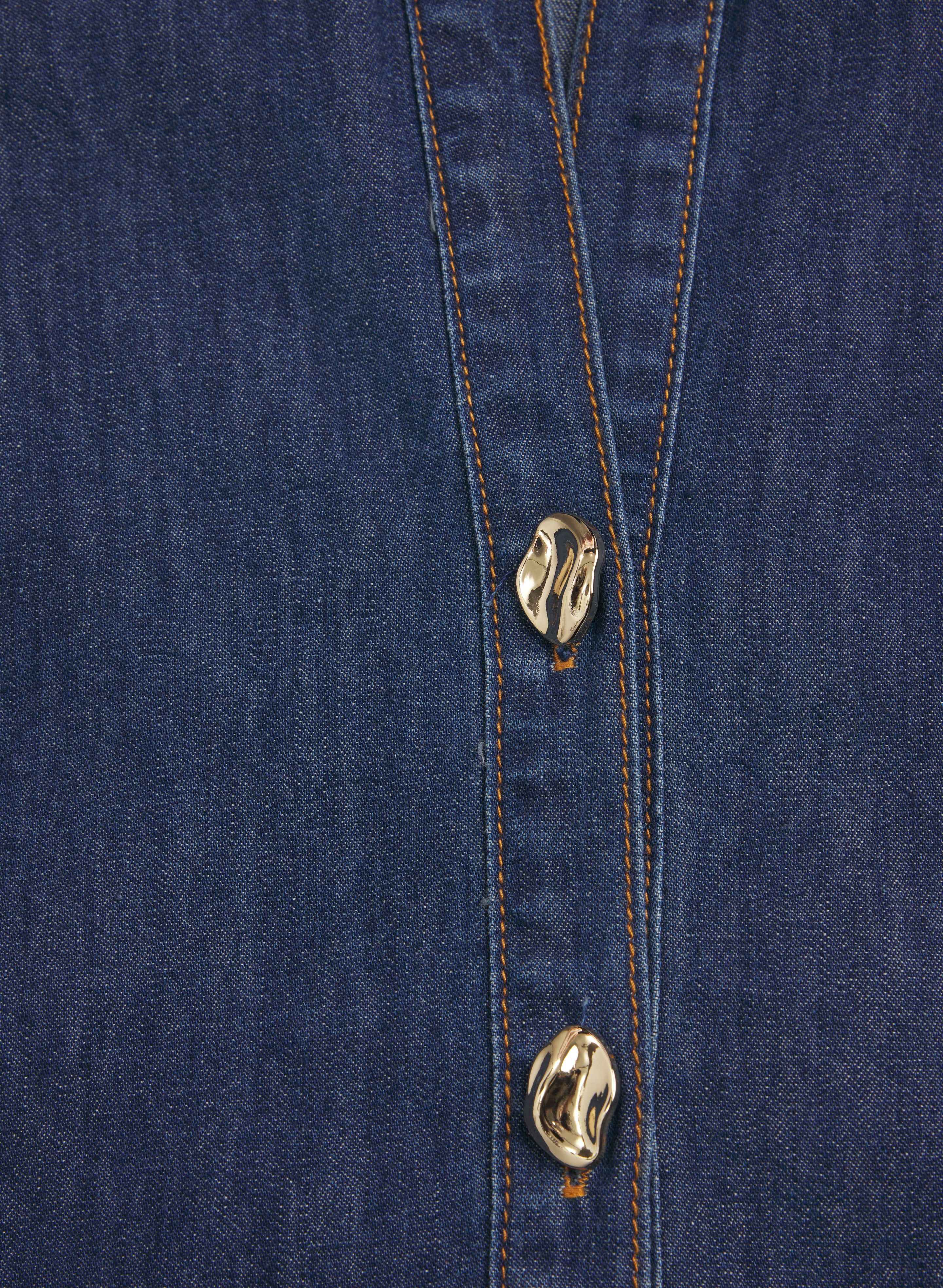 Denim Button-Down Blouse - Image 6
