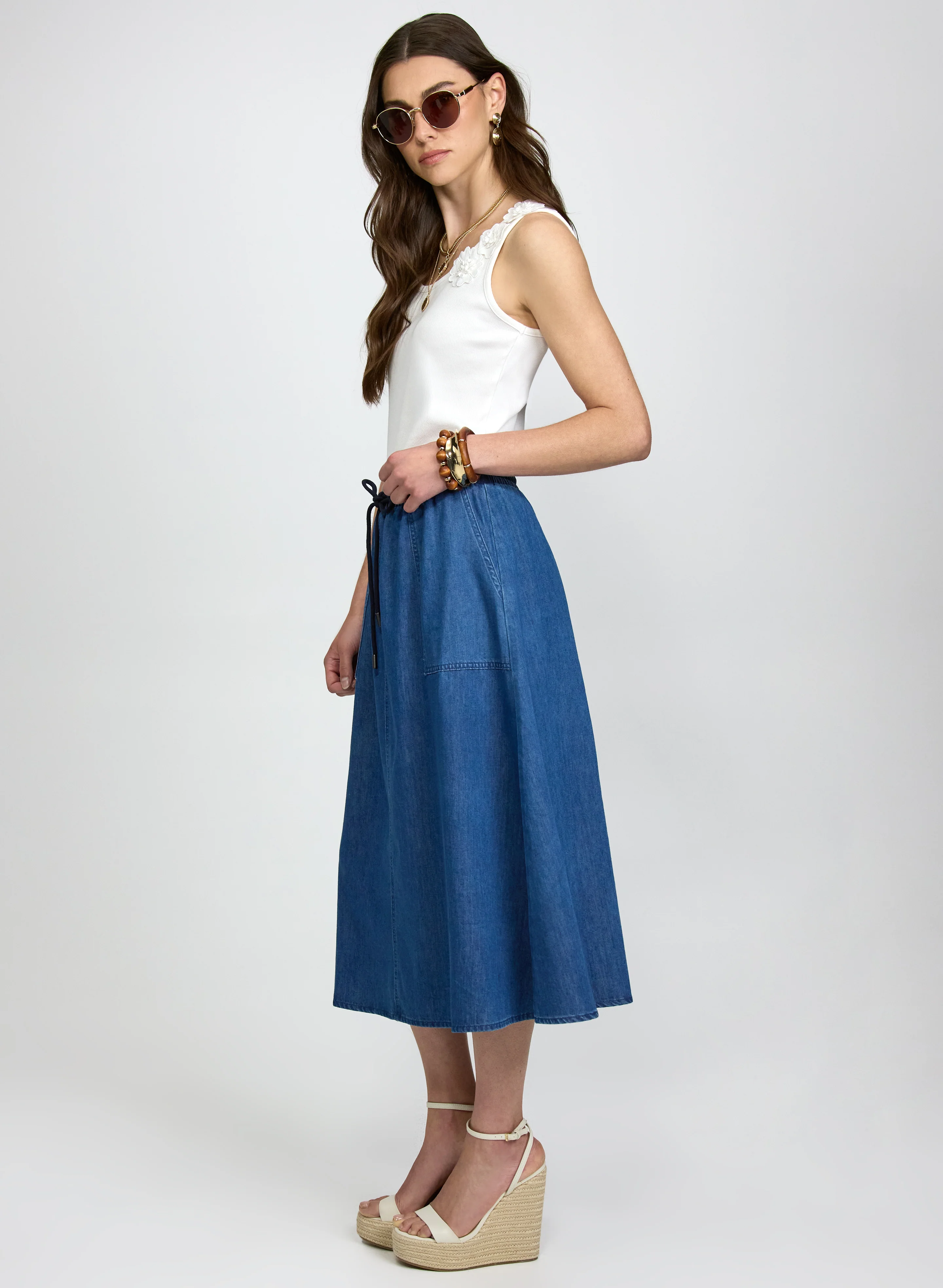 Denim Midi Skirt - Image 3