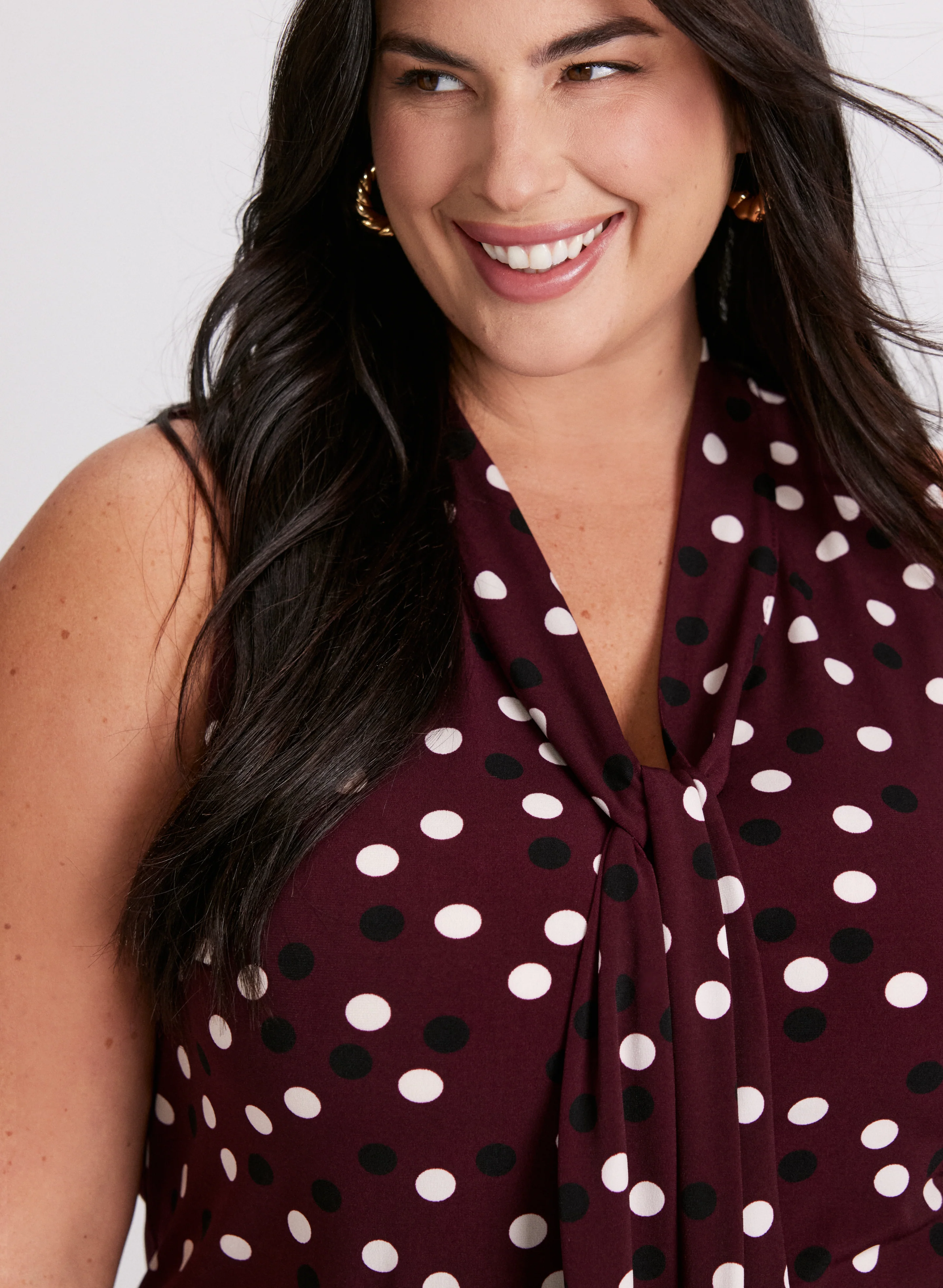 Dotted Tie-Neck Top - Image 2