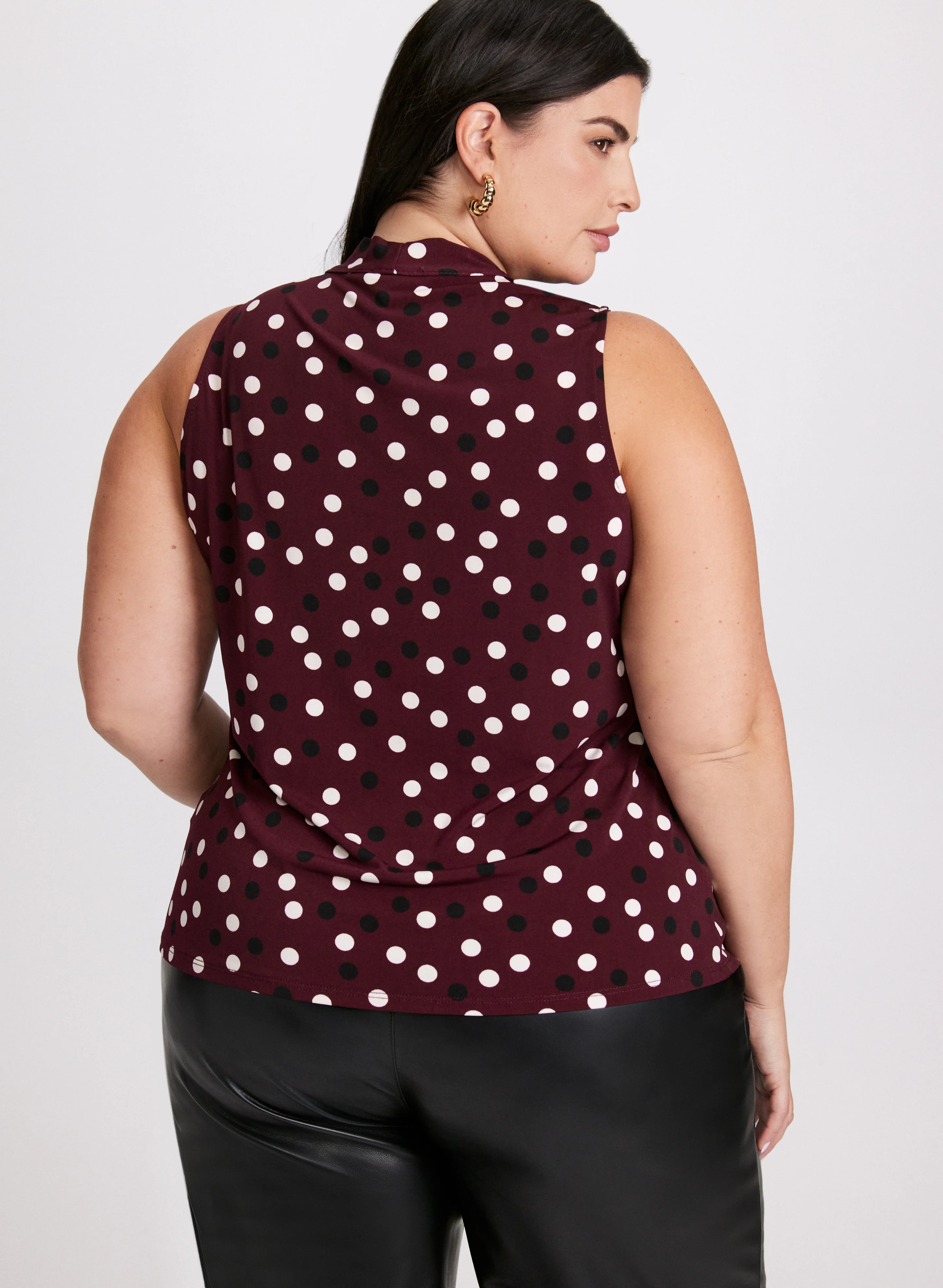Dotted Tie-Neck Top - Image 4