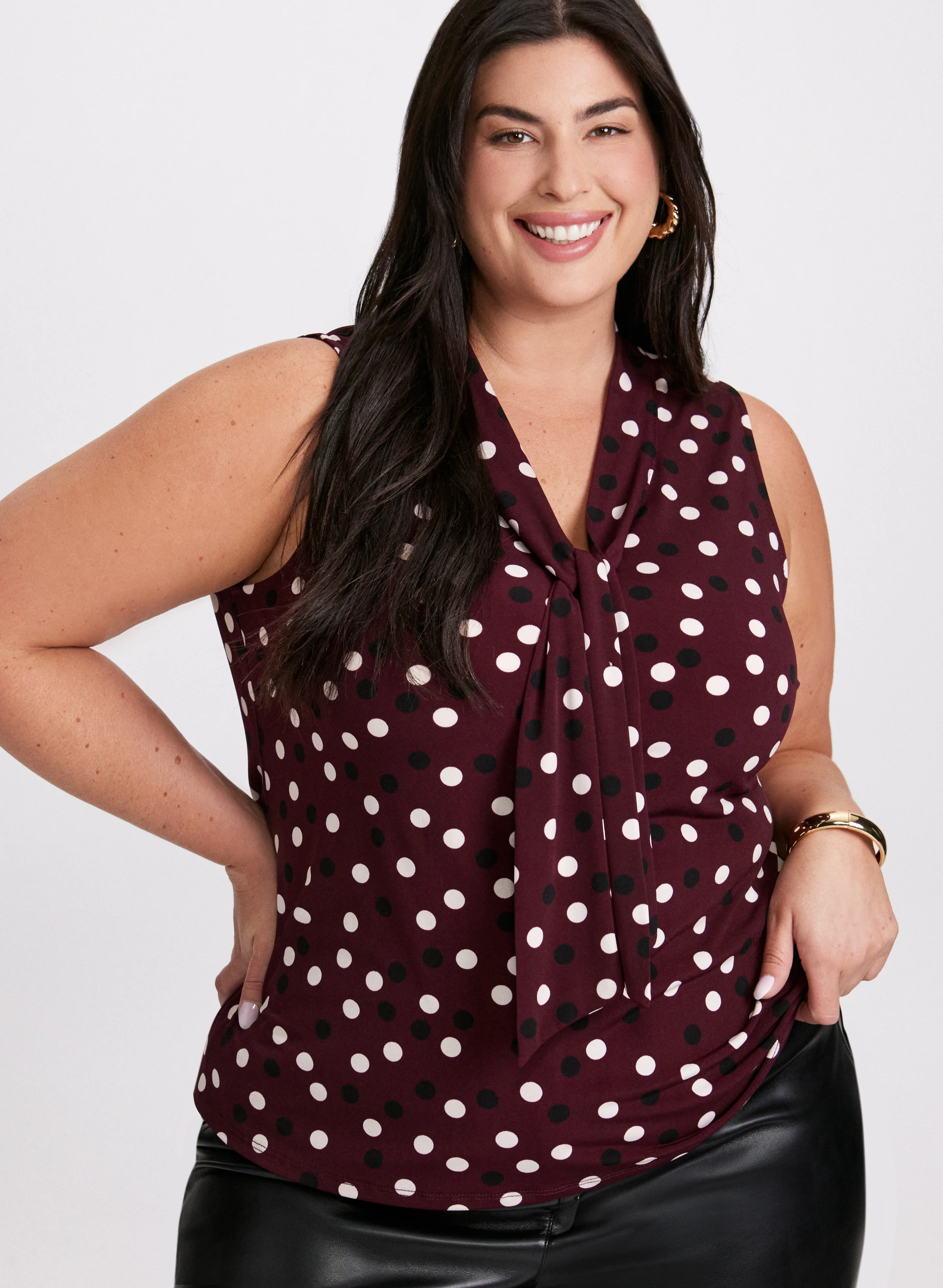 Dotted Tie-Neck Top - Image 5