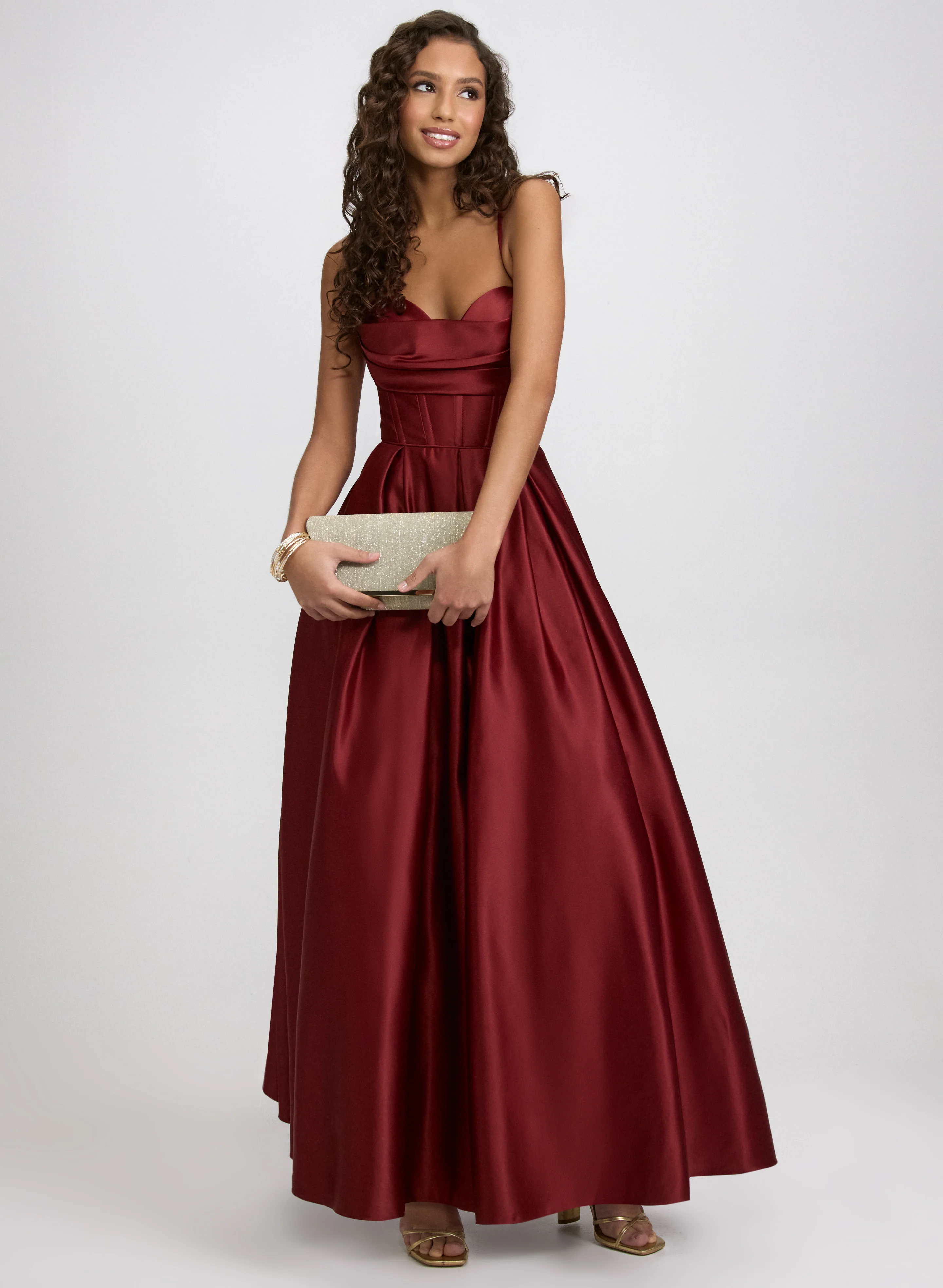 Draped Sweetheart Neck Dress
