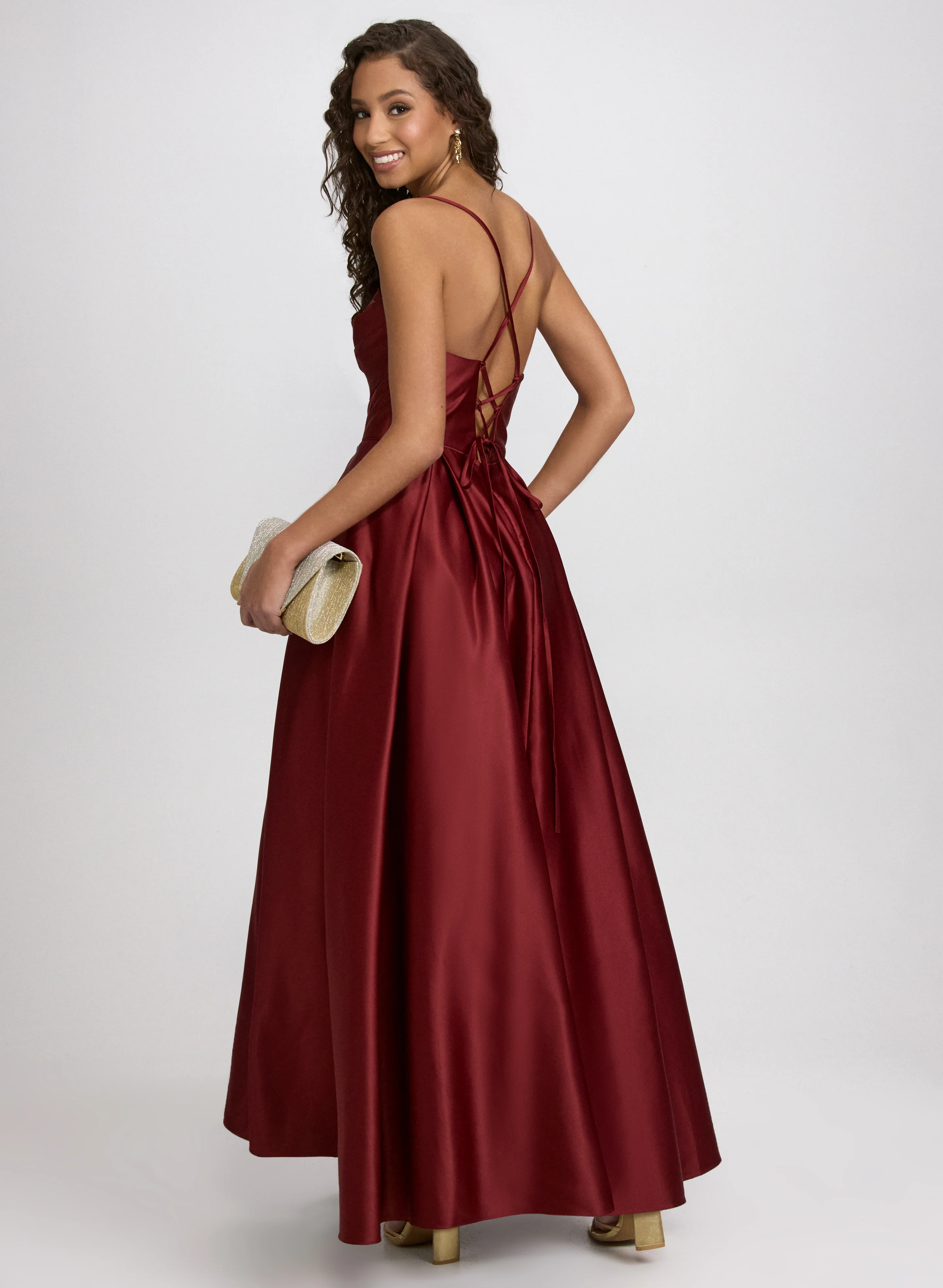 Draped Sweetheart Neck Dress - Image 4