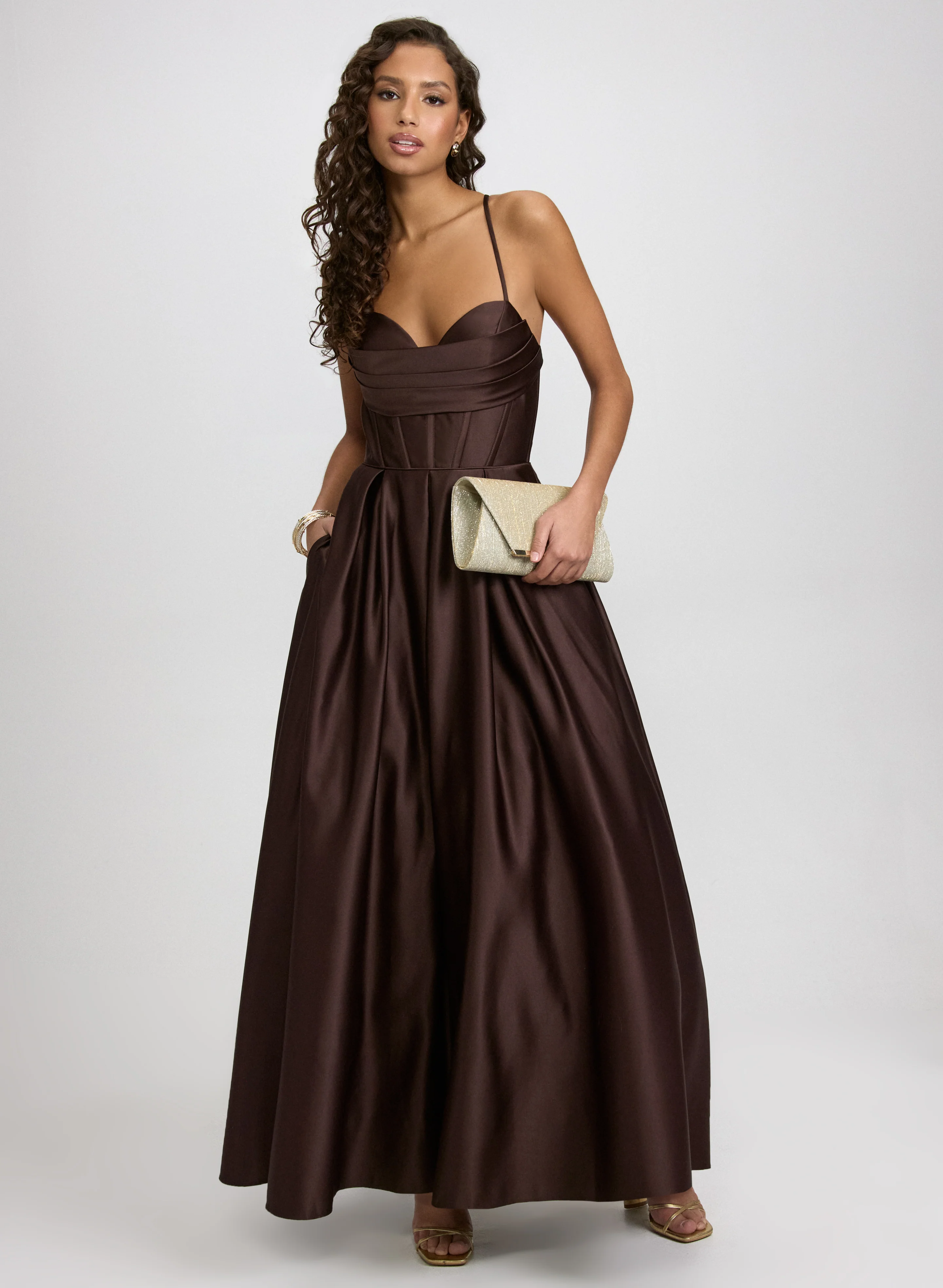 Draped Sweetheart Neck Dress