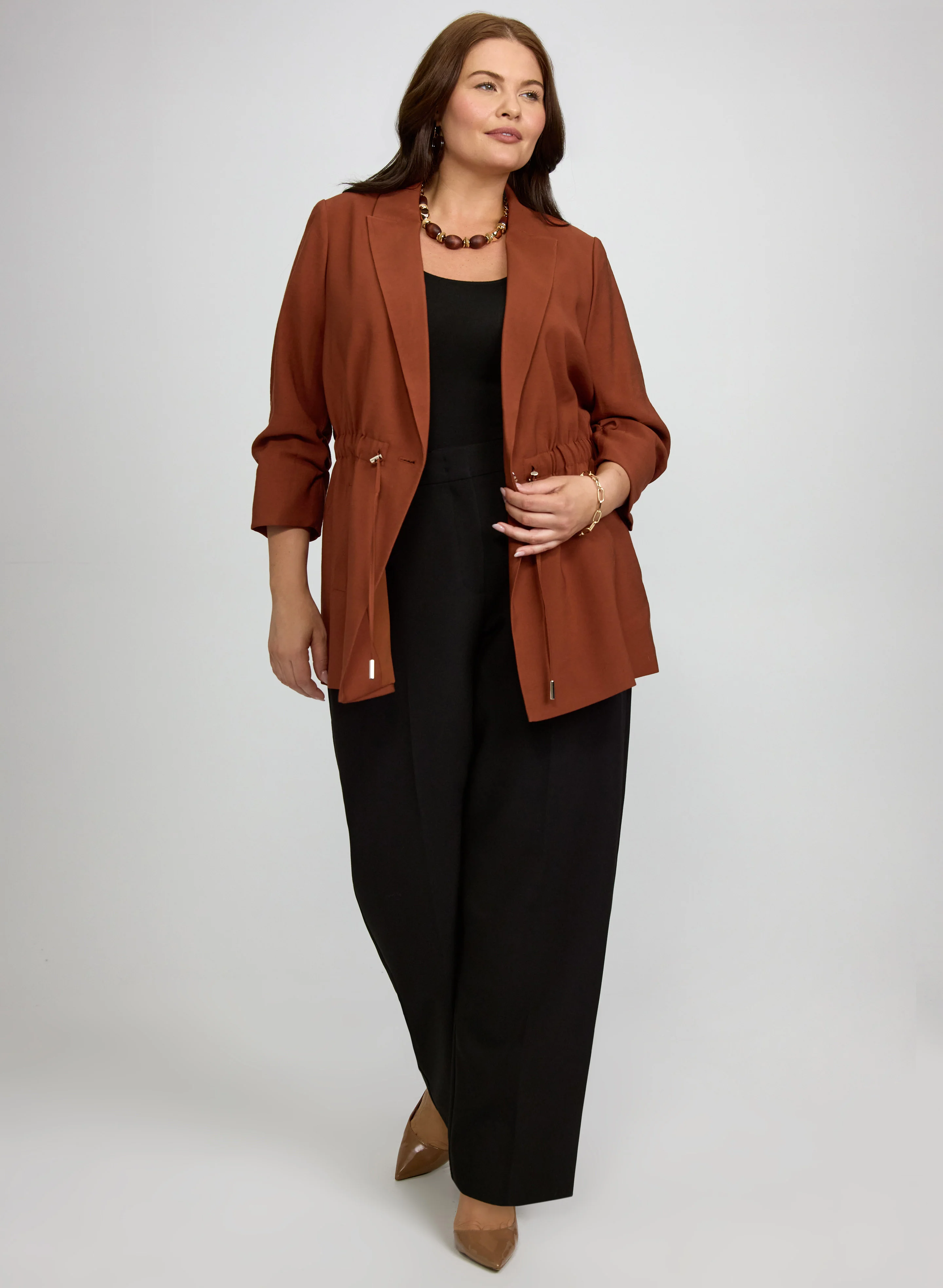 Drawstring Waist Blazer & Olivia Wide-Leg Pants