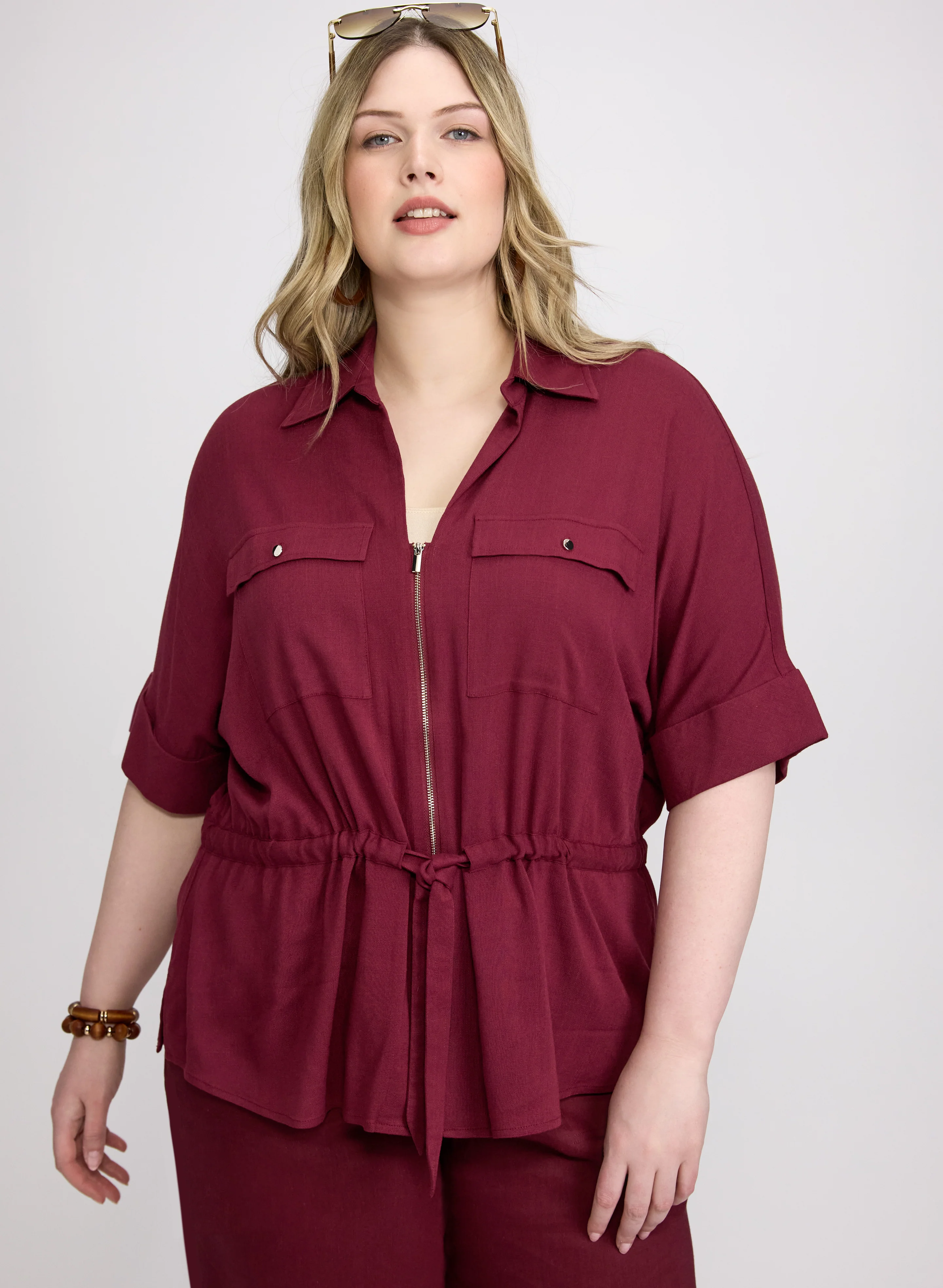Drawstring Waist Blouse