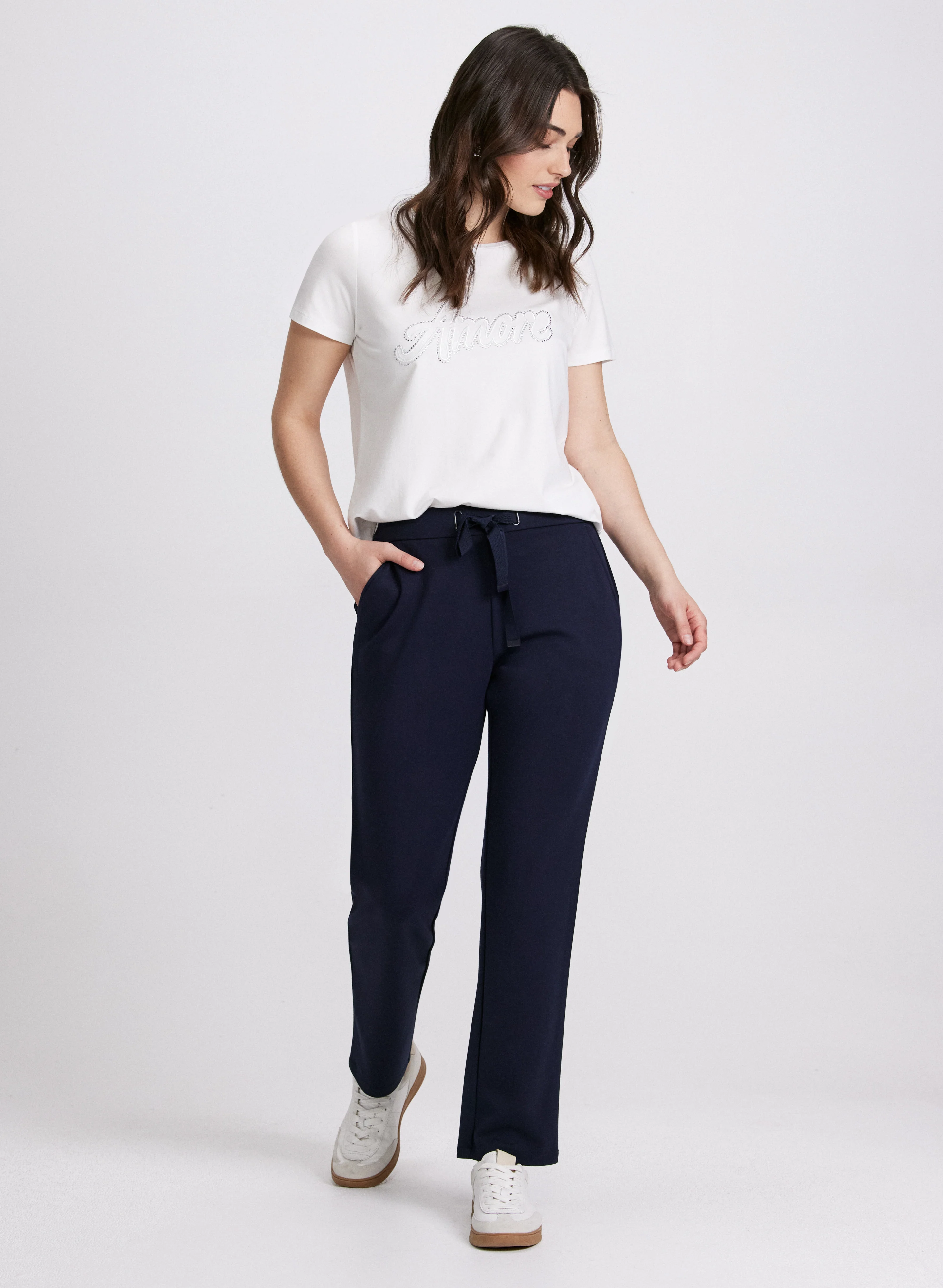 Drawstring Waist Pull-On Pants - Image 3