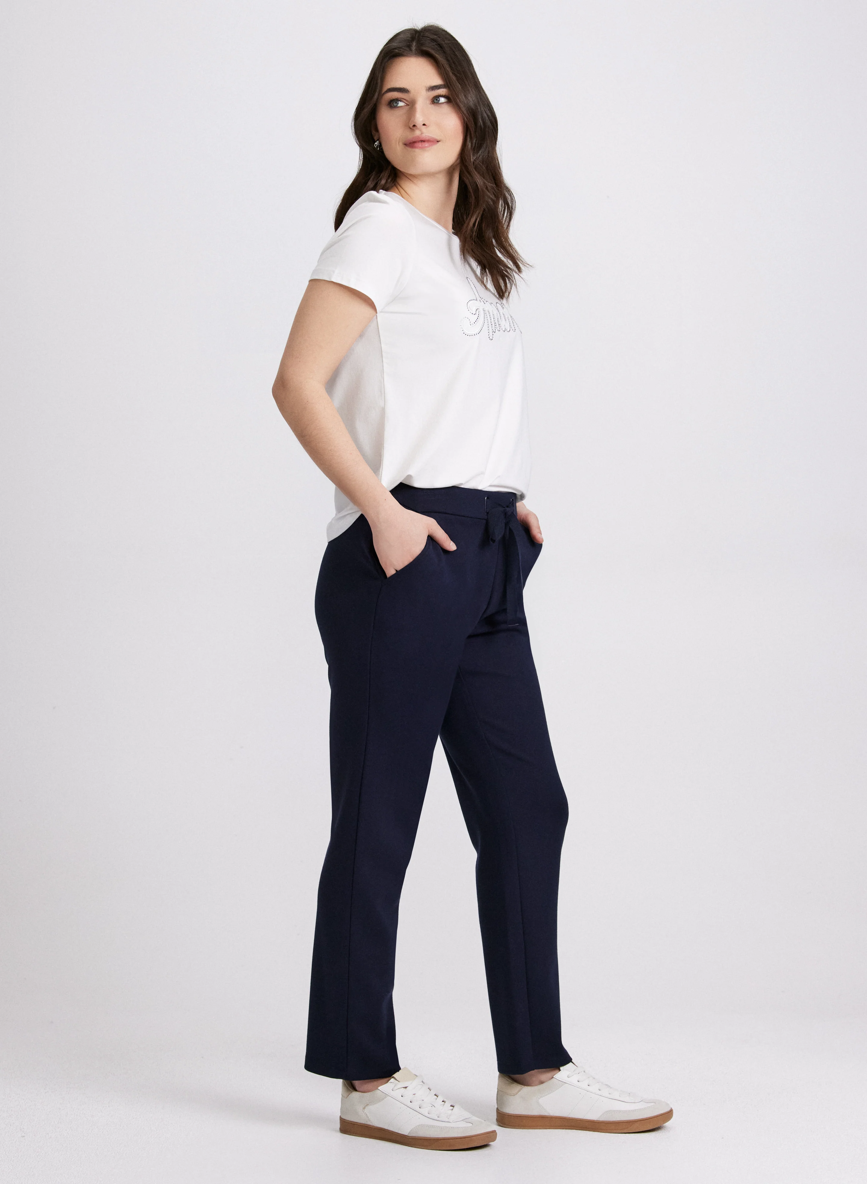 Drawstring Waist Pull-On Pants - Image 4